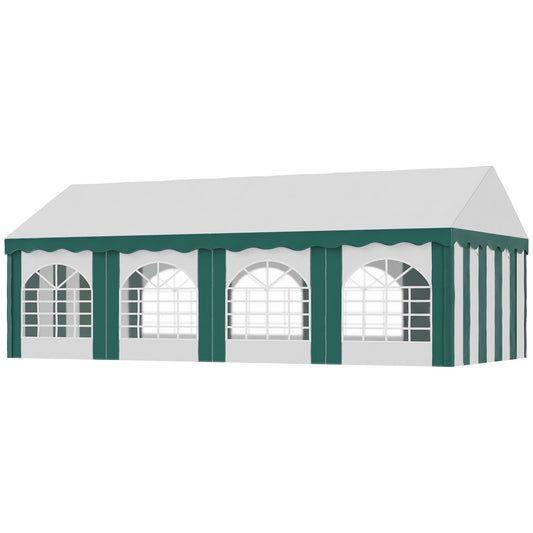 8 x 4m Garden Gazebo with Sides, Galvanised Marquee Party Tent with Eight Windows and Double Doors, for Parties, Wedding and Events