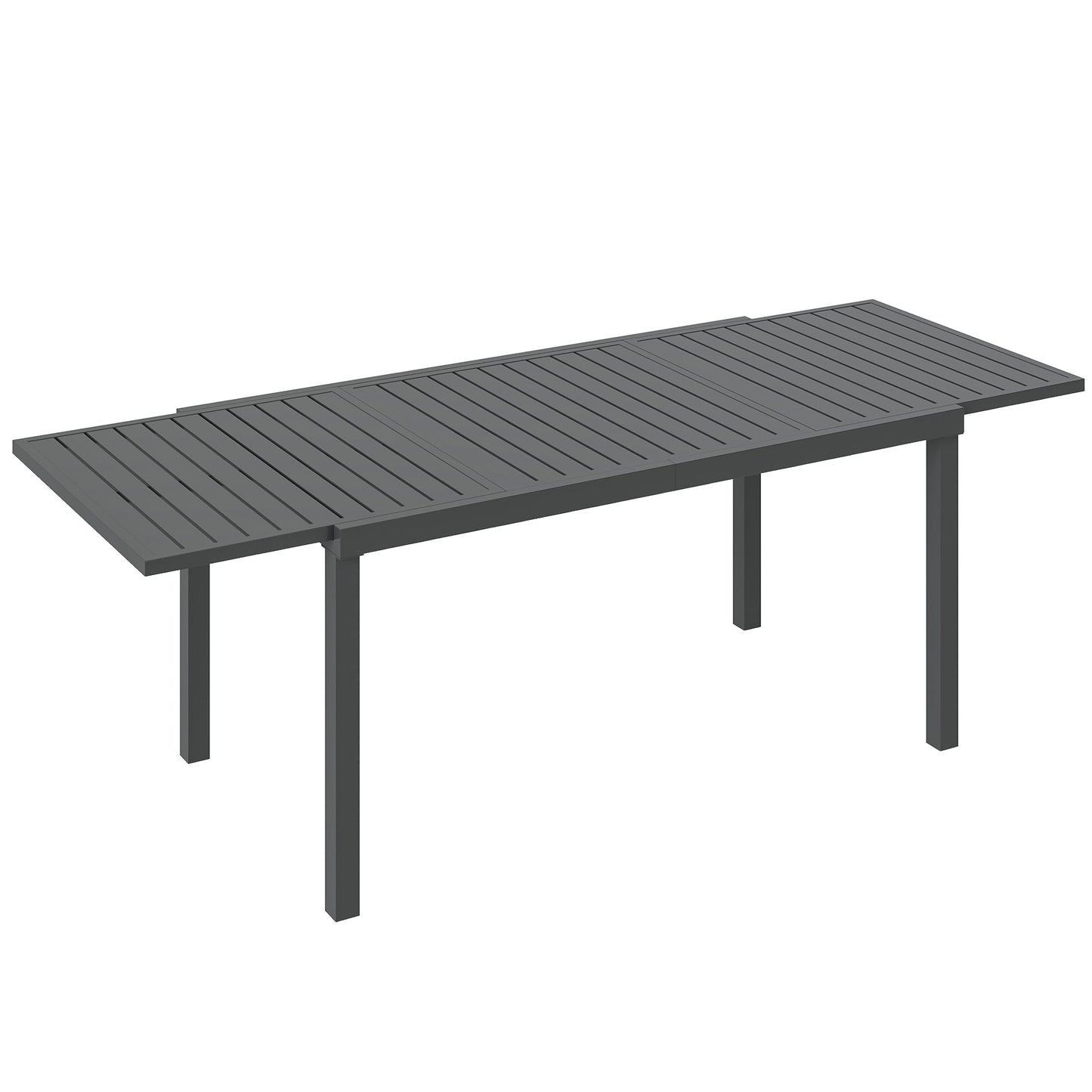 Extending Garden Table for 6-8 People, Full Aluminium Outdoor Dining Table with Slatted Top, Weatherproof Outdoor Dining Furniture for Patio, Balcony, 150/225 x 85 x 75 cm, Dark Grey