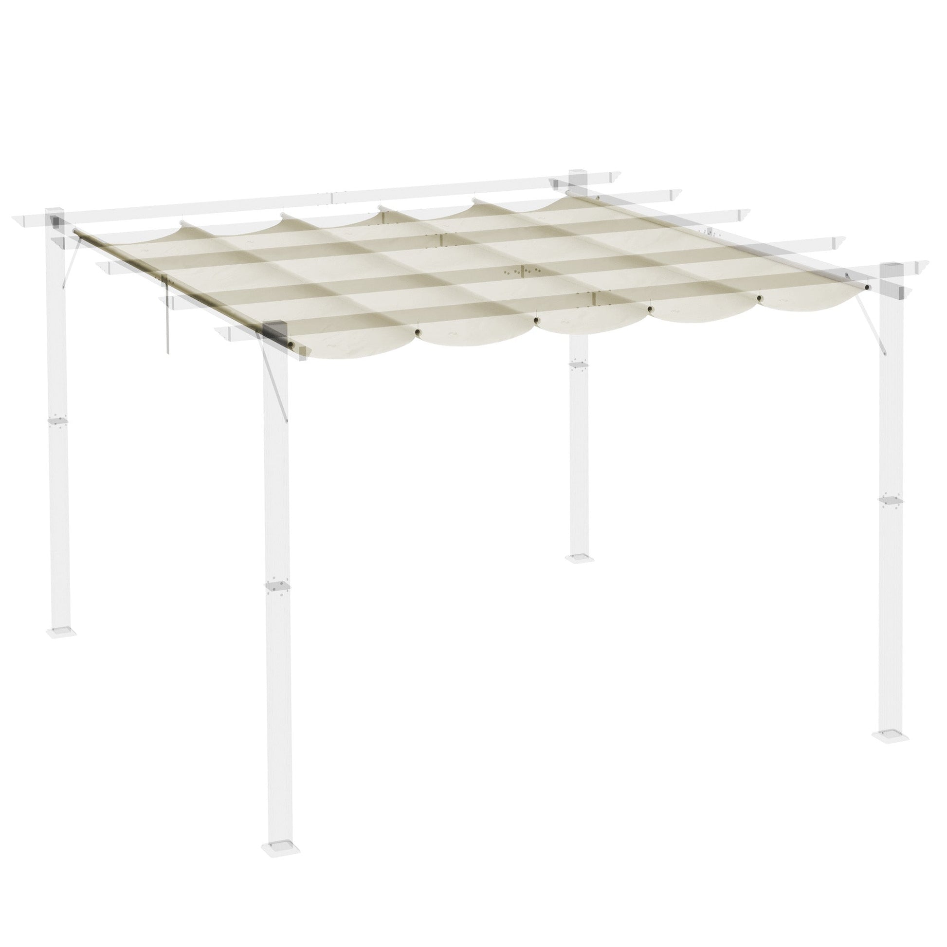 Retractable Pergola Shade Cover, Replacement Canopy Fabric for 3 x 3 (m) Pergola, Gazebo Retractable Roof, Cream White