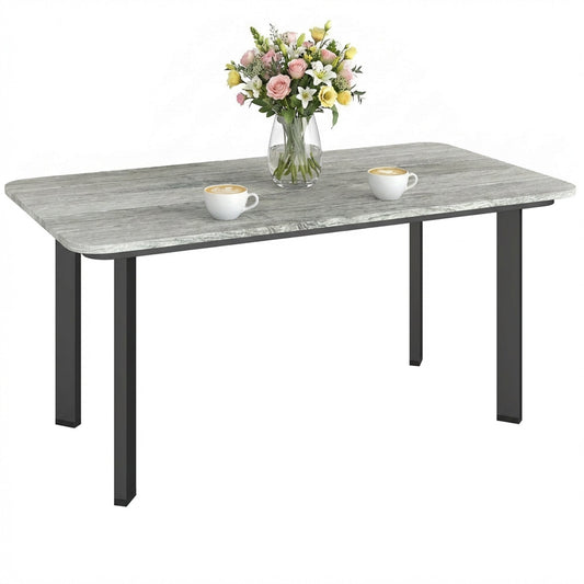 Outdoor Coffee Table, Rectangle Garden Table with Slatted Wood Plastic Composite Top, Metal Frame Garden Tables for Patio, Balcony, Terrace, 90 x 49 x 40 cm, Grey