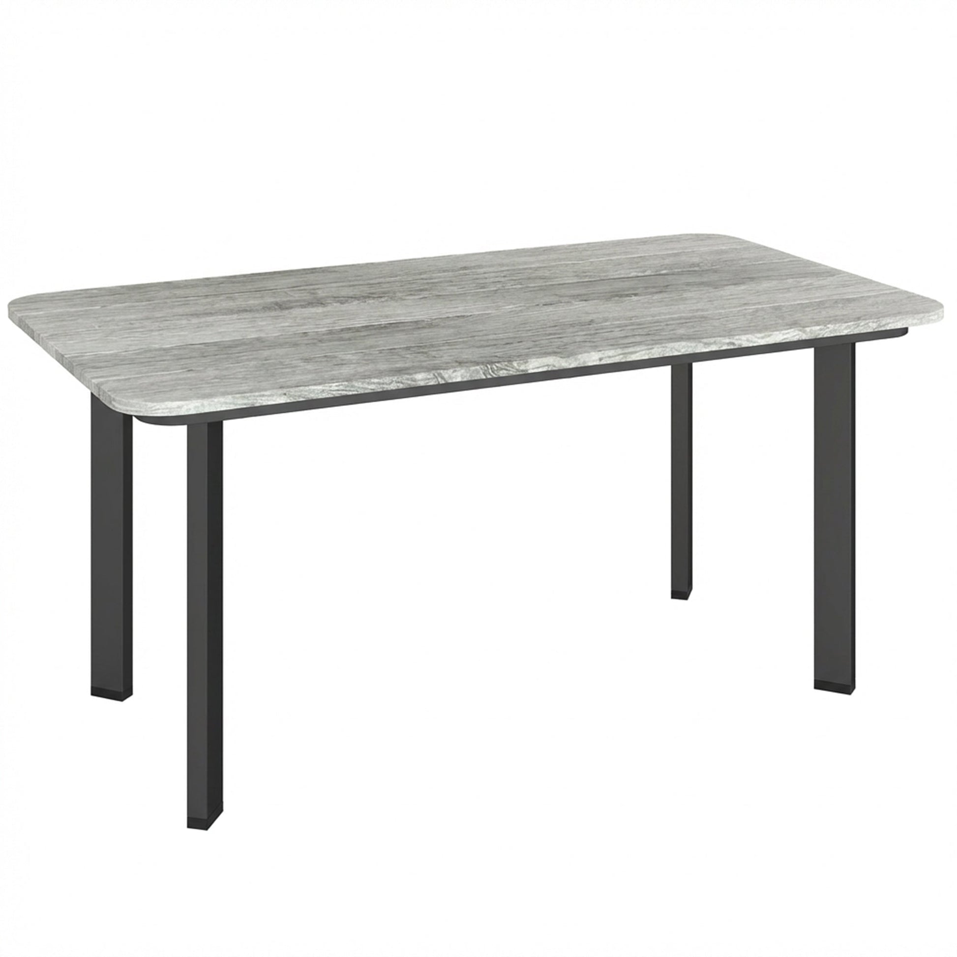 Outdoor Coffee Table, Rectangle Garden Table with Slatted Wood Plastic Composite Top, Metal Frame Garden Tables for Patio, Balcony, Terrace, 90 x 49 x 40 cm, Grey