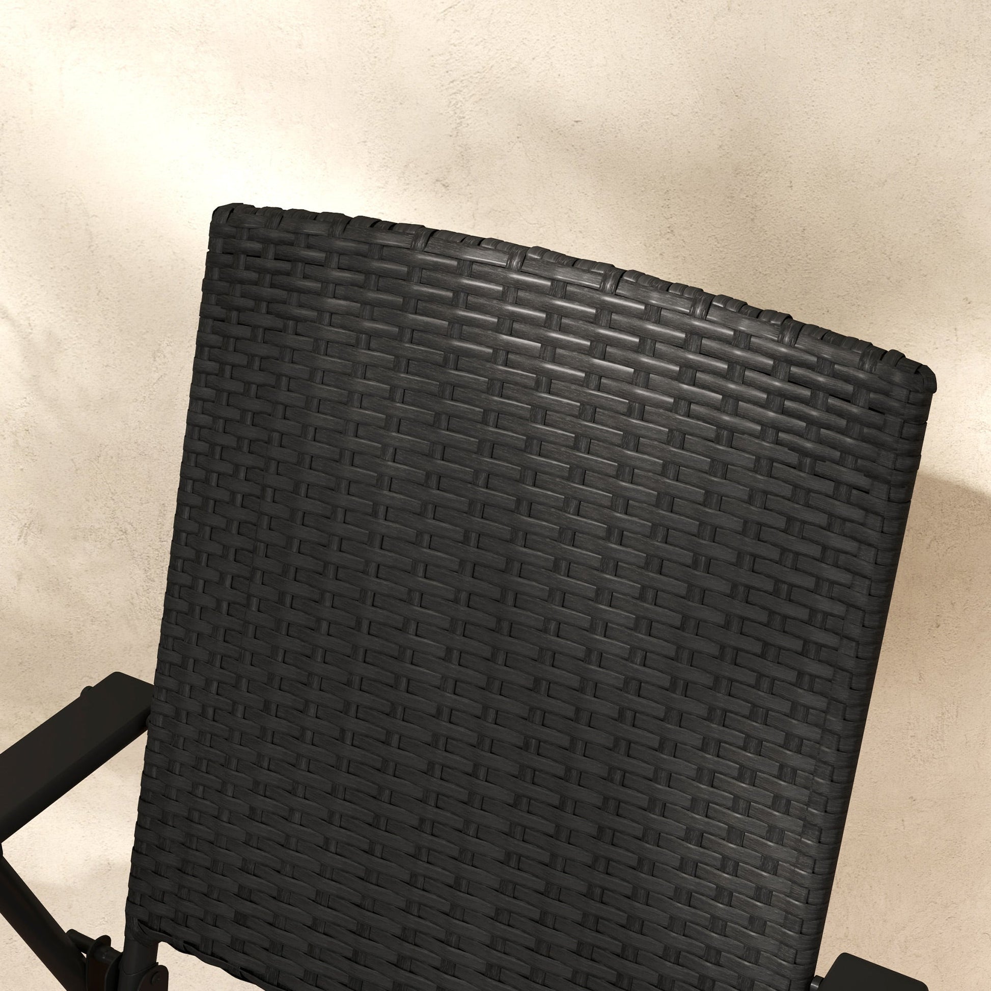 Folding Garden Chairs Set of 2, PE Rattan Garden Dining Chairs with Armrests, High Back and Steel Frame, Weather Resistant Outdoor Dining Furniture for Patio, Balcony, Black
