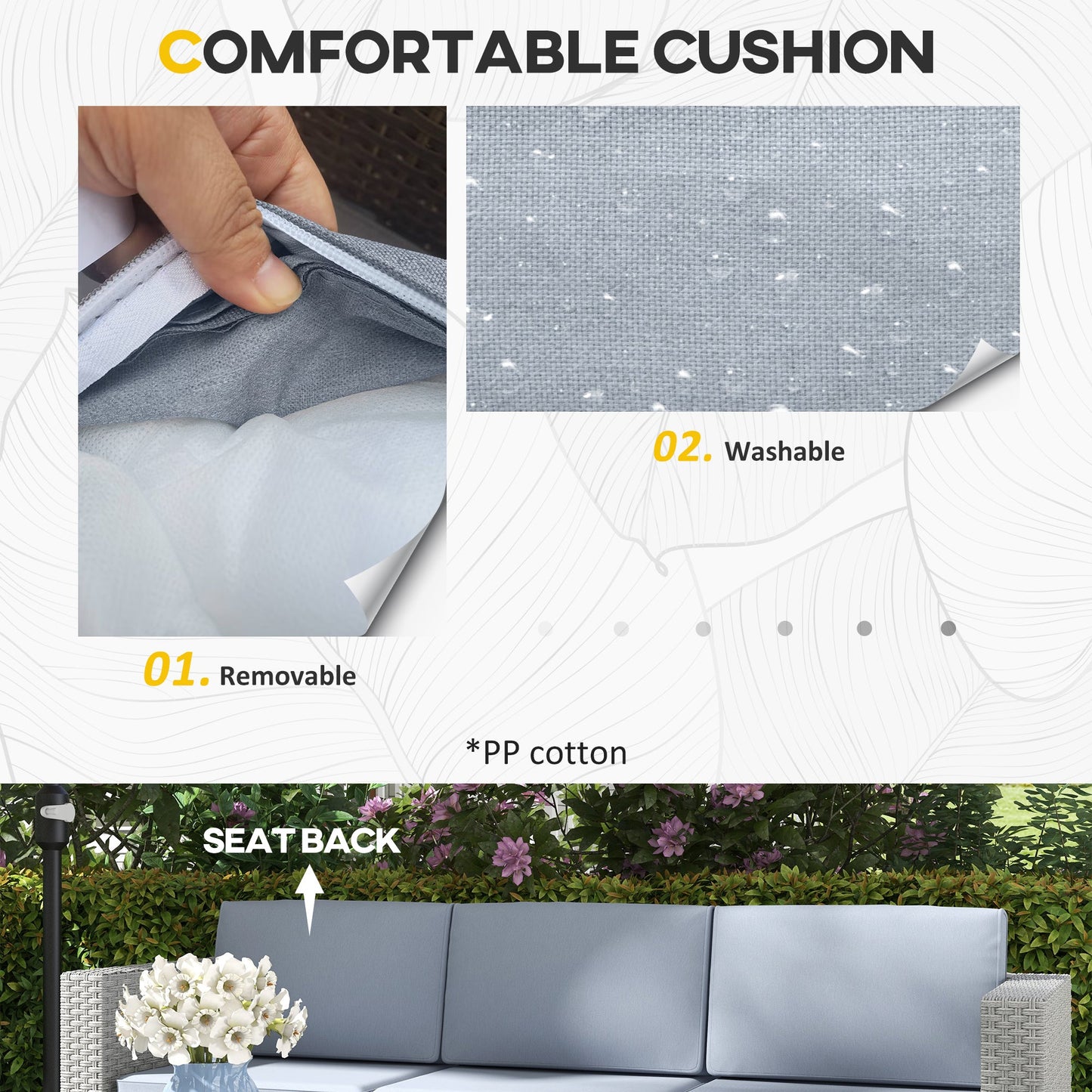 5 Pieces PE Rattan Garden Furniture Set, 4 Seater Garden Corner Sofa Set with Glass Coffee Table, Wicker Outdoor Furniture Set with Cushions for Patio Deck, Grey