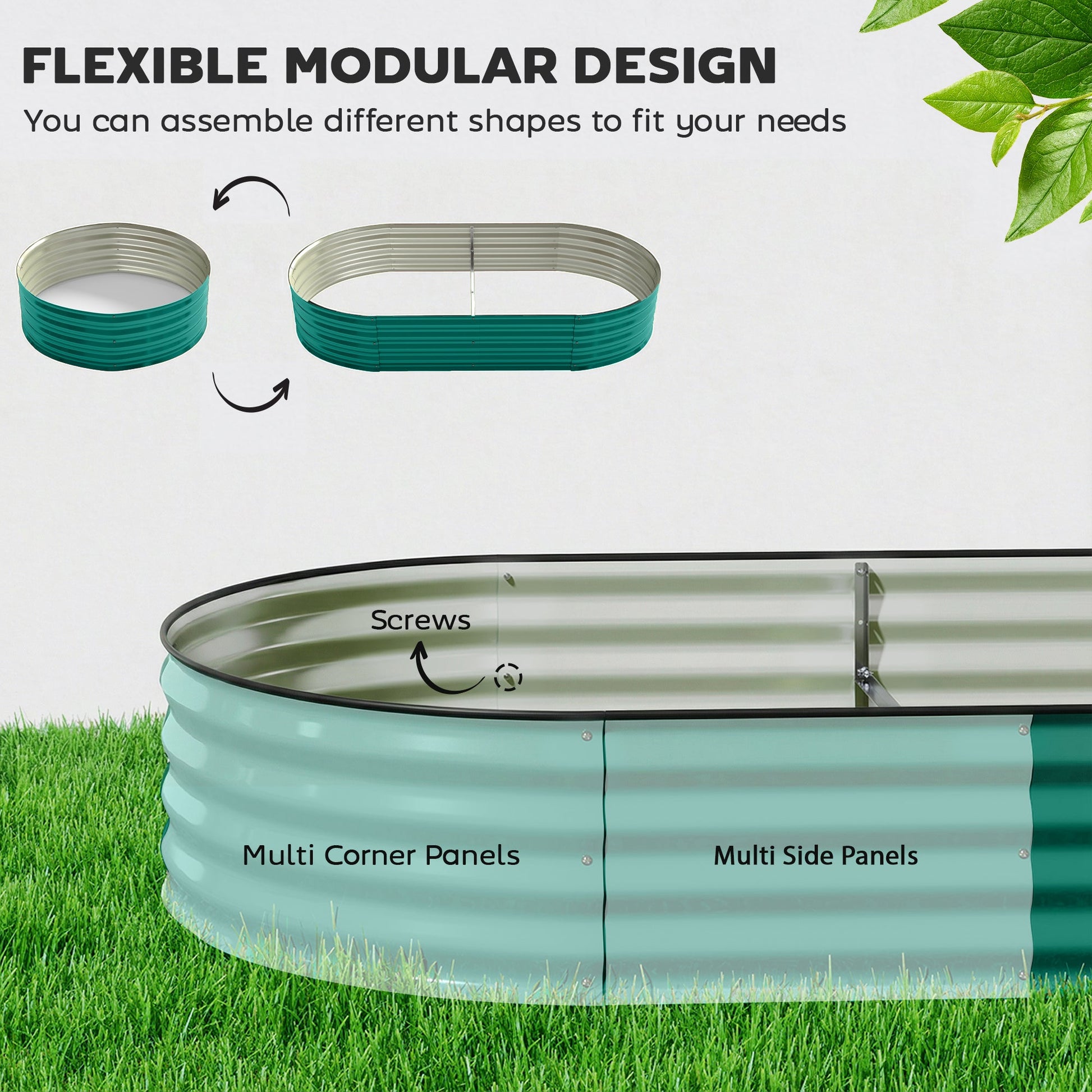 Galvanised Raised Beds for Garden, Metal Elevated Planter Box with Safety Edging, Easy DIY for Growing Flowers, Herbs, Succulents, 180 x 90 x 30cm, Light Green