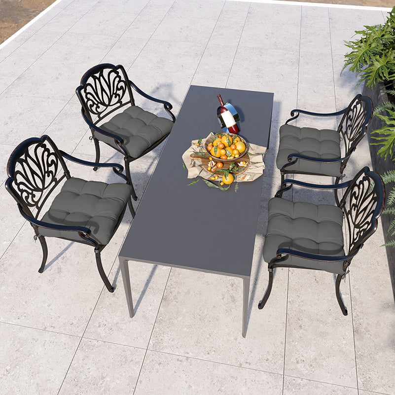 Set of 4 Outdoor Seat Cushions with Ties, Water Repellent Seat Pads for Dining Chair, Swing, Sofa, 48 x 48 x 10 cm, Charcoal Grey