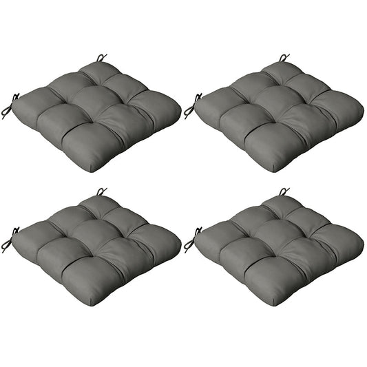 Set of 4 Outdoor Seat Cushions with Ties, Water Repellent Seat Pads for Dining Chair, Swing, Sofa, 48 x 48 x 10 cm, Charcoal Grey