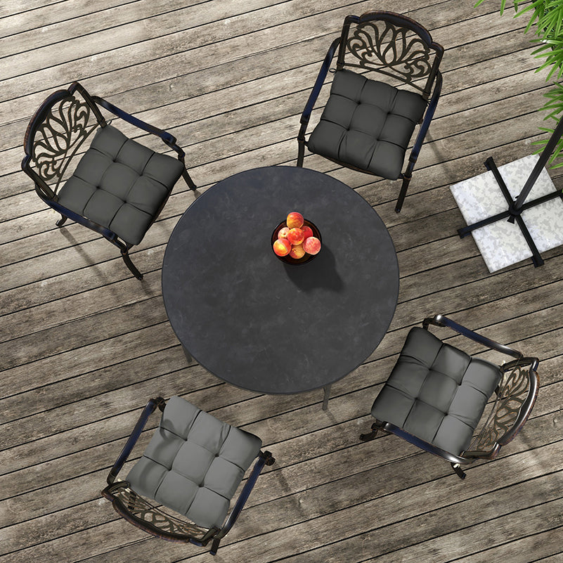 Set of 4 Outdoor Seat Cushions with Ties, Water Repellent Seat Pads for Dining Chair, Swing, Sofa, 48 x 48 x 10 cm, Charcoal Grey