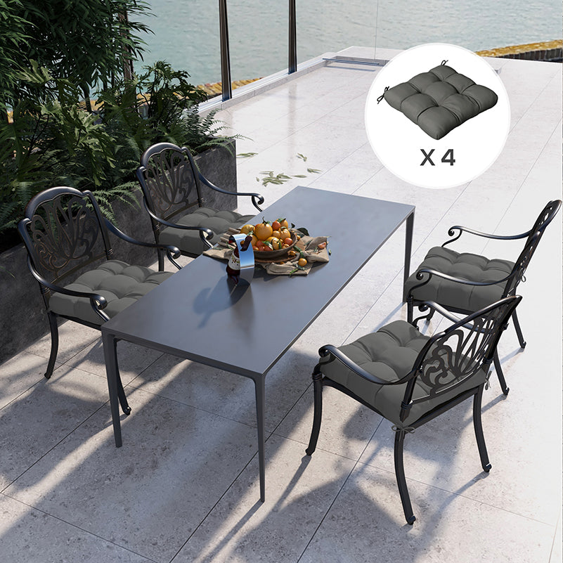 Set of 4 Outdoor Seat Cushions with Ties, Water Repellent Seat Pads for Dining Chair, Swing, Sofa, 48 x 48 x 10 cm, Charcoal Grey