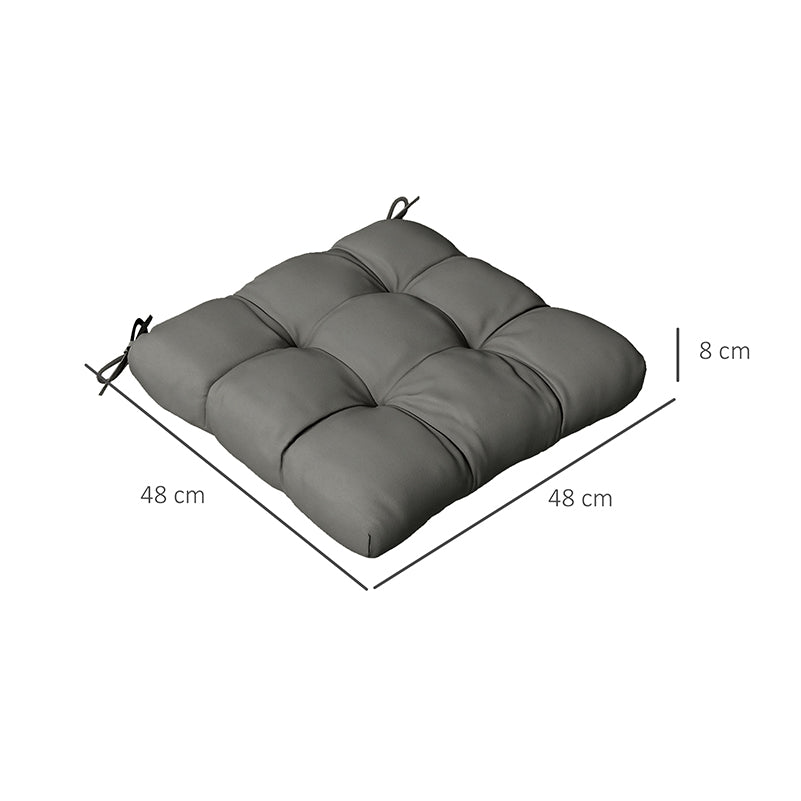 Set of 4 Outdoor Seat Cushions with Ties, Water Repellent Seat Pads for Dining Chair, Swing, Sofa, 48 x 48 x 10 cm, Charcoal Grey