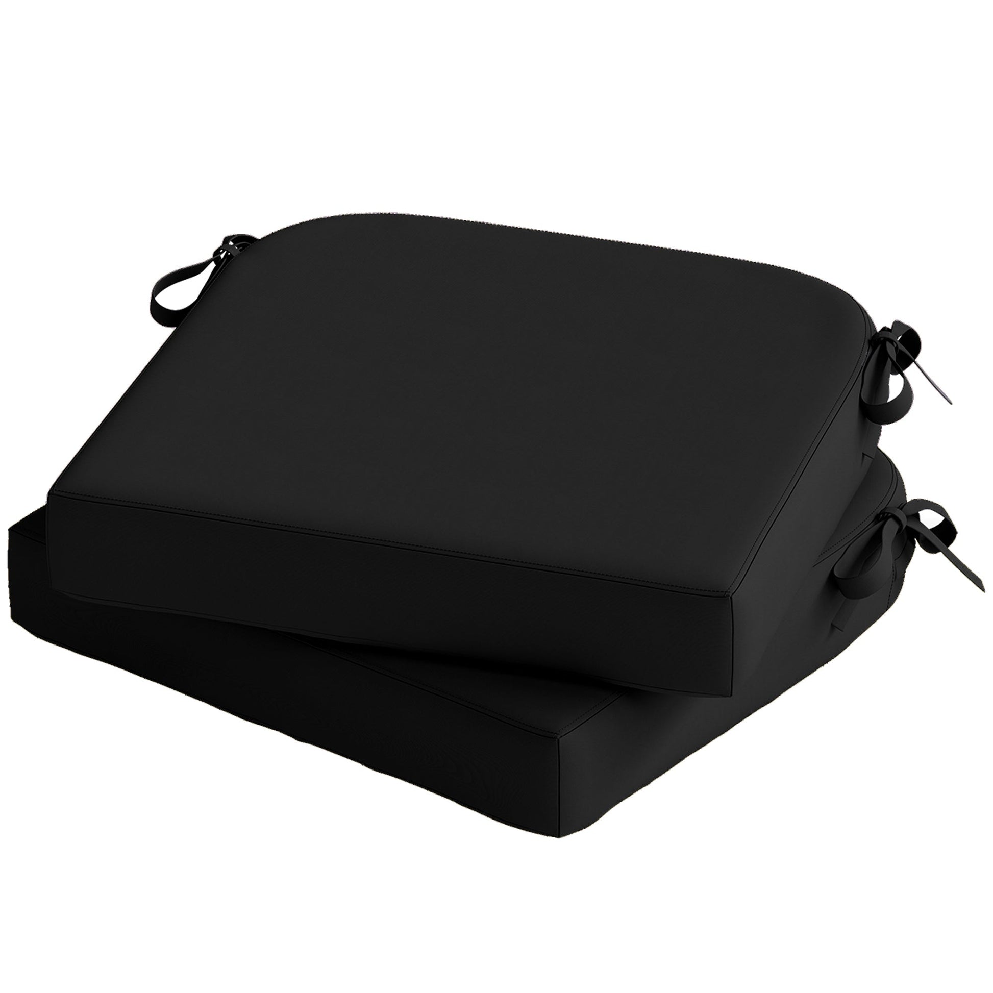 Outdoor Chair Seat Cushions Set of 2, Garden Chair Cushions with 7cm Thick Foam & Ties, Water Repellent and UV Resistant Covers for Patio Furniture 40x40cm, Black