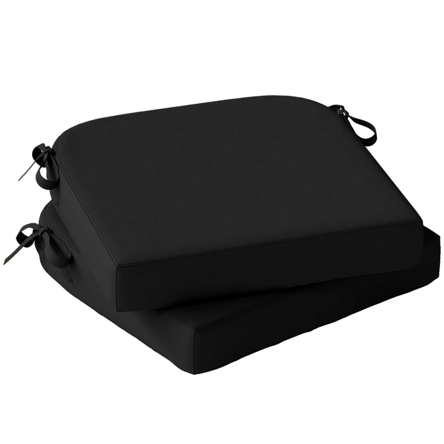 Outdoor Chair Seat Cushions Set of 2, Garden Chair Cushions with 7cm Thick Foam & Ties, Water Repellent and UV Resistant Covers for Patio Furniture 40x40cm, Black