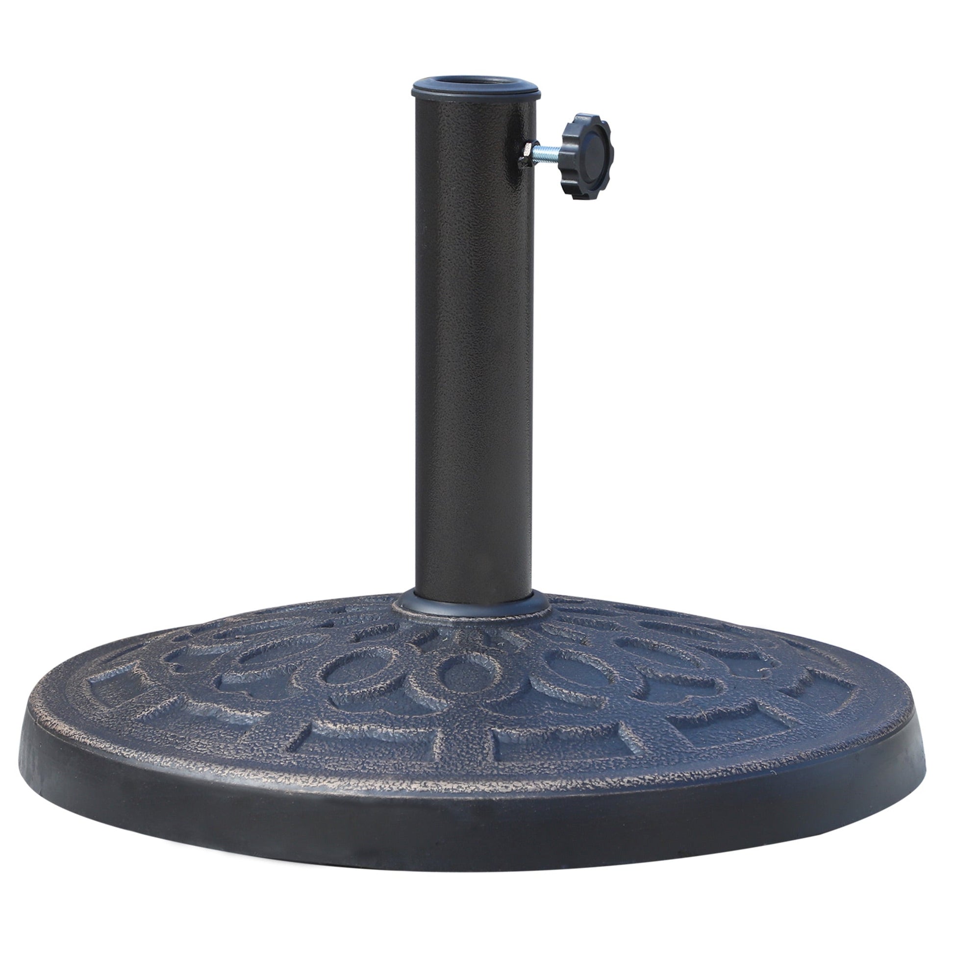 12kg Garden Parasol Base, Round Resin Sun Umbrella Base, Outdoor Umbrella Stand for 38mm or 48mm Outdoor Umbrella Poles, Bronze Tone