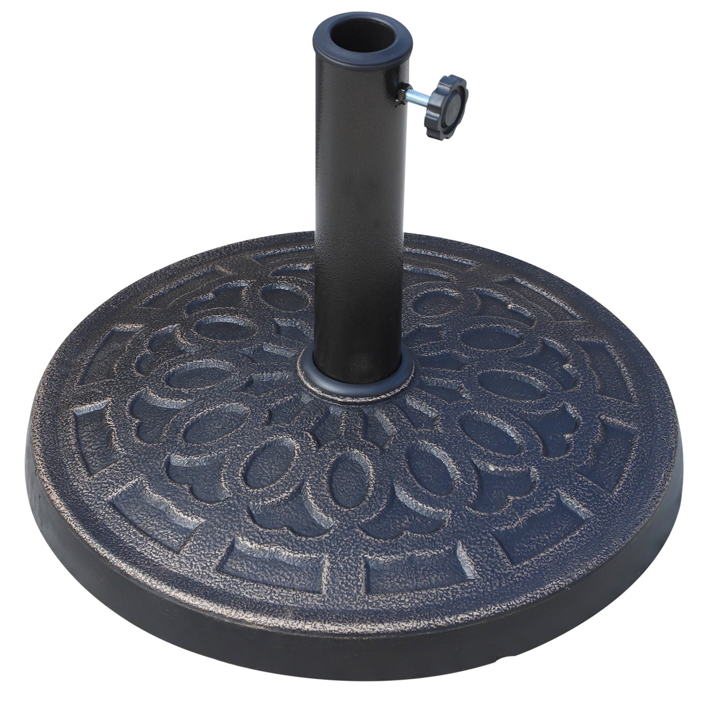 12kg Garden Parasol Base, Round Resin Sun Umbrella Base, Outdoor Umbrella Stand for 38mm or 48mm Outdoor Umbrella Poles, Bronze Tone