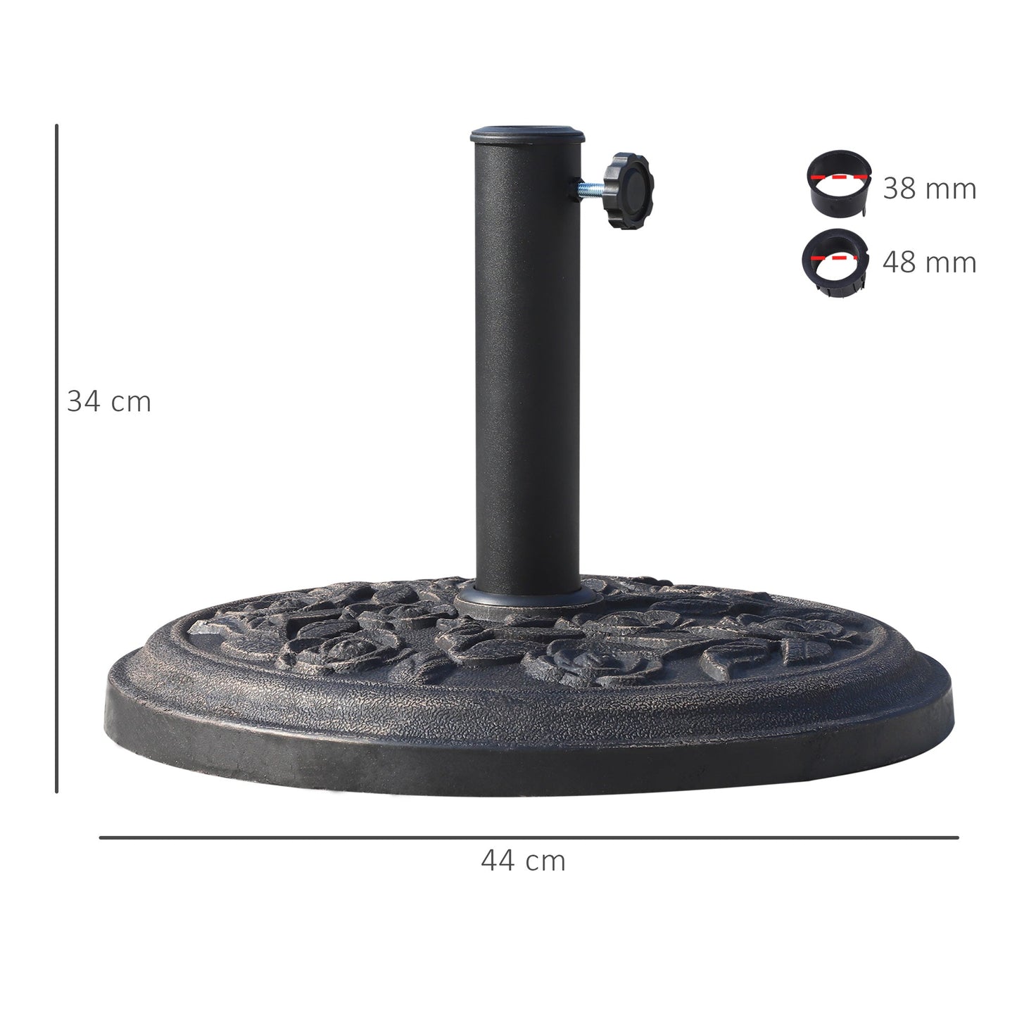 12kg Garden Parasol Base, Round Resin Sun Umbrella Base, Outdoor Umbrella Stand for 38mm or 48mm Outdoor Umbrella Poles, Bronze Tone