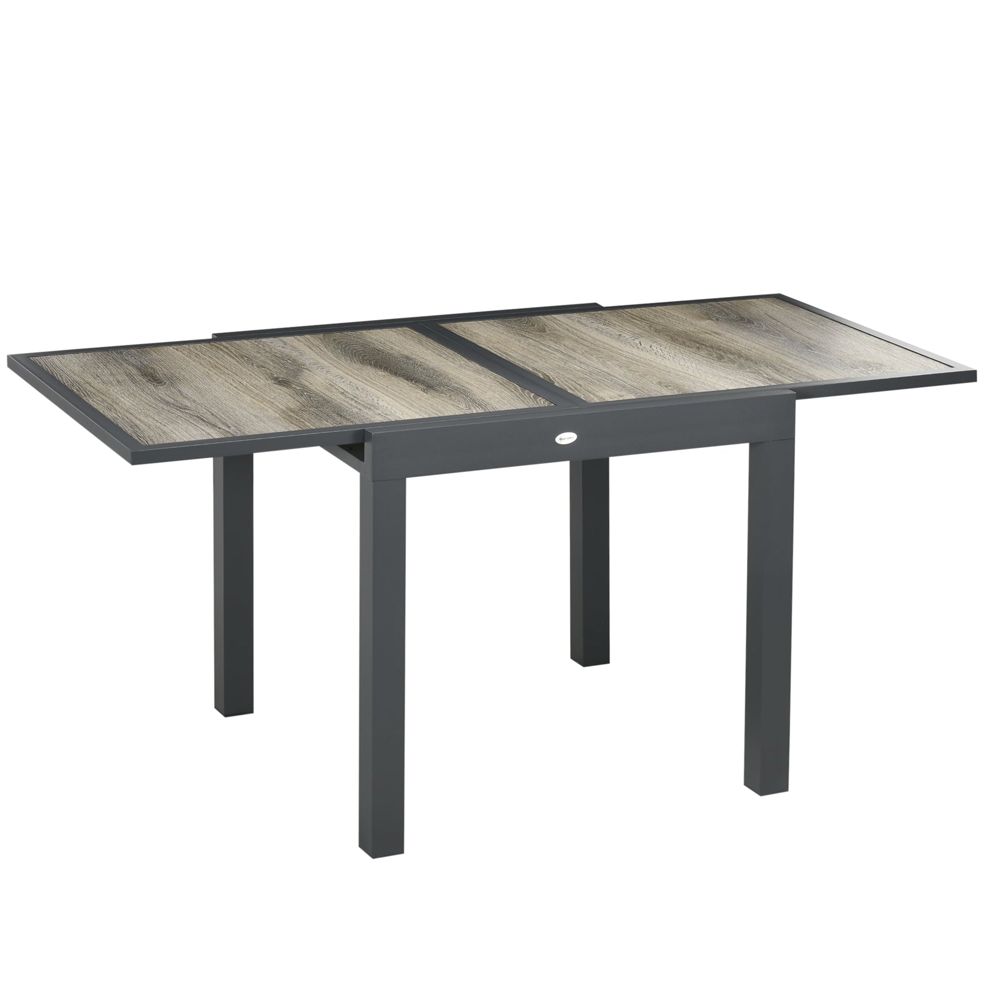 Extending Garden Table, Outdoor Dining Table for 6, Aluminium Frame Rectangular Patio Table with Plastic Board Tabletop,80/160L x 80W x 75H cm, Beige