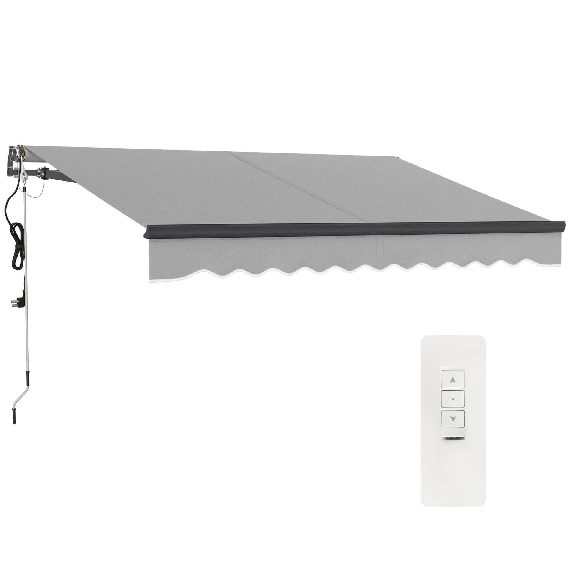 3 x 2.5m Electric Awning with Remote Controller, Aluminium Frame DIY Retractable Awning, UV30+ Sun Shade Canopy for Garden Patio Deck Door Window, Light Grey