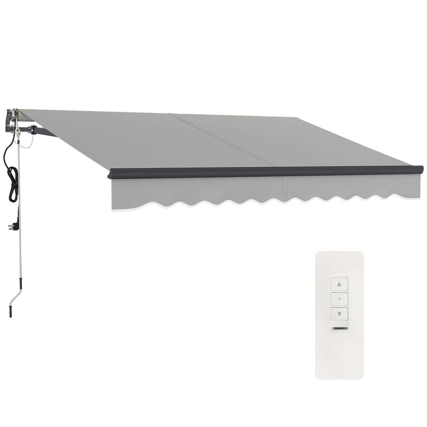 3 x 2.5m Electric Awning with Remote Controller, Aluminium Frame DIY Retractable Awning, UV30+ Sun Shade Canopy for Garden Patio Deck Door Window, Light Grey