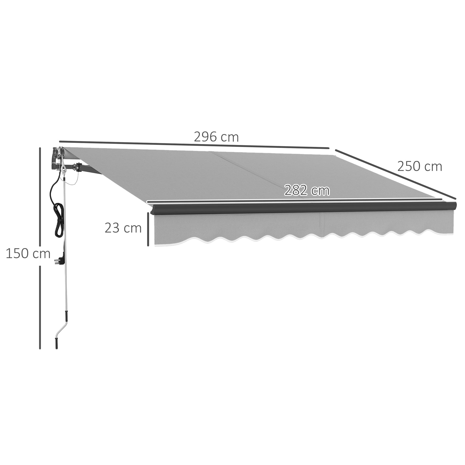 3 x 2.5m Electric Awning with Remote Controller, Aluminium Frame DIY Retractable Awning, UV30+ Sun Shade Canopy for Garden Patio Deck Door Window, Light Grey