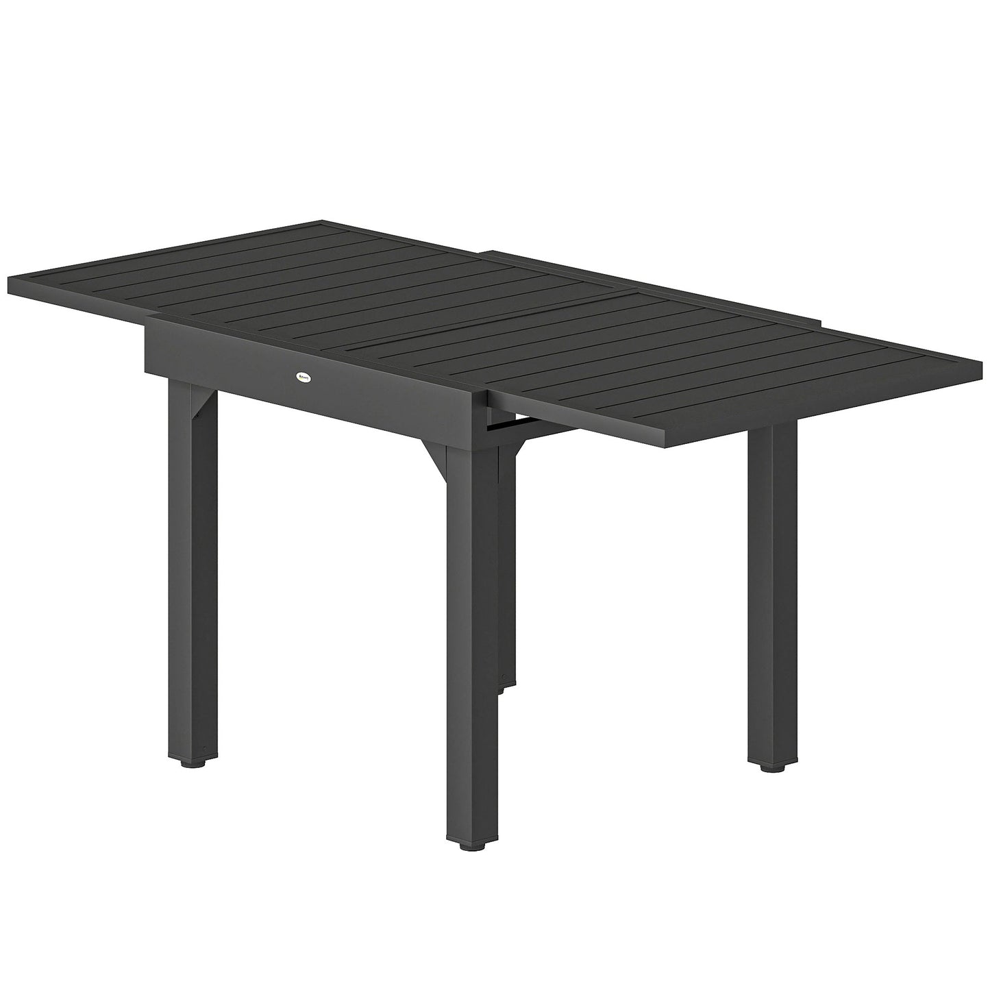 Extending Garden Table for 4-6 People, 80-160 cm Aluminium Extendable Outdoor Patio Table with Slatted Top for Garden, Lawn, Yard, Black