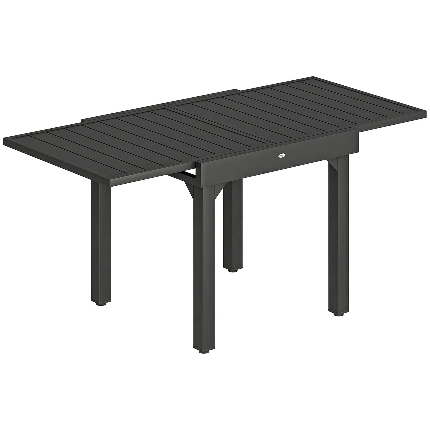 Extending Garden Table for 4-6 People, 80-160 cm Aluminium Extendable Outdoor Patio Table with Slatted Top for Garden, Lawn, Yard, Black