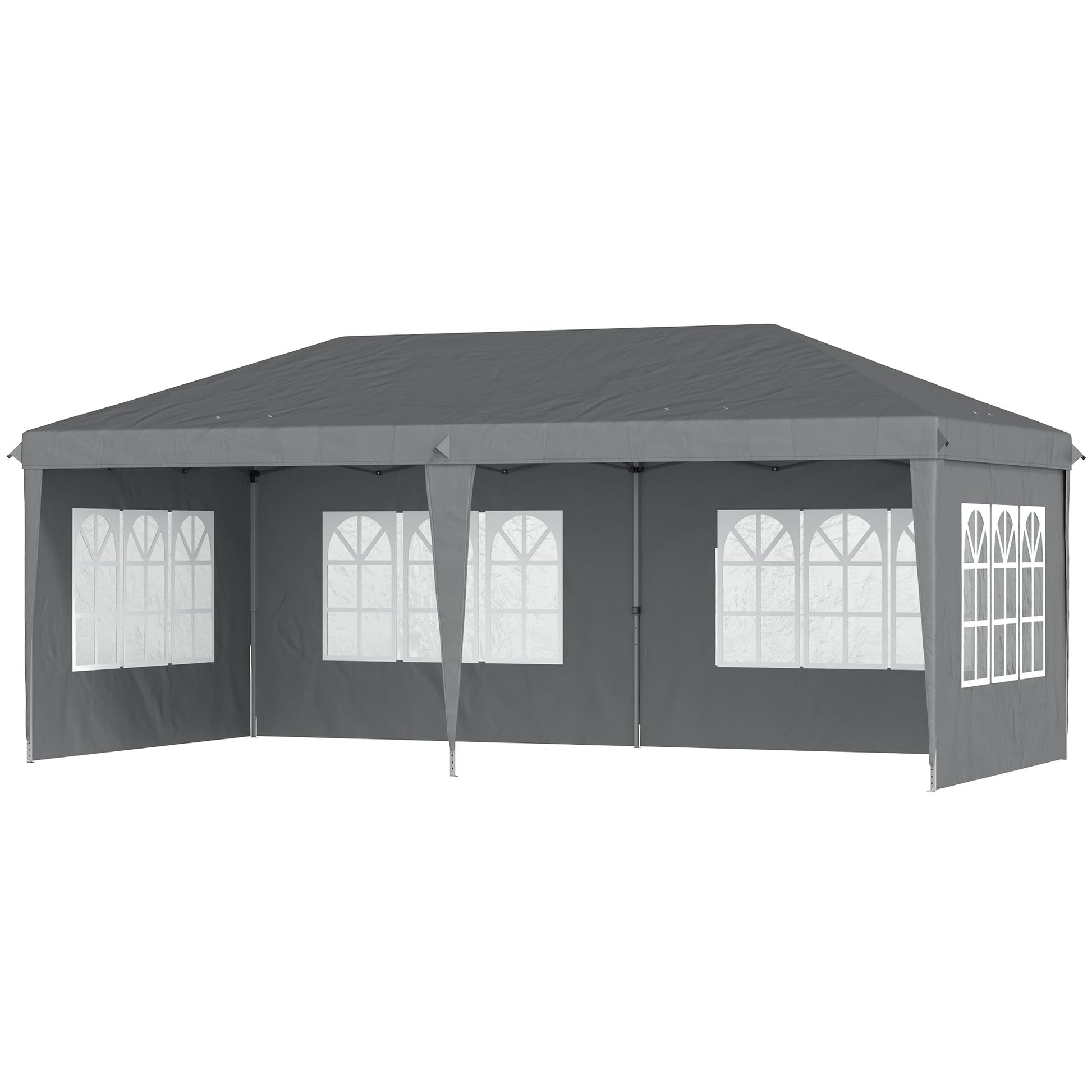 3 x 6m Garden Pop Up Gazebo, Height Adjustable Marquee Party Tent with Sidewalls, Storage Bag, Grey