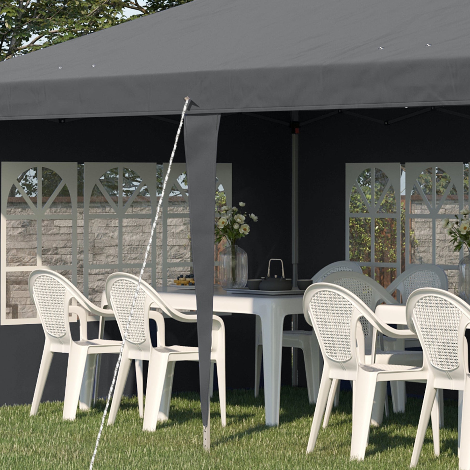 3 x 6m Garden Pop Up Gazebo, Height Adjustable Marquee Party Tent with Sidewalls, Storage Bag, Grey
