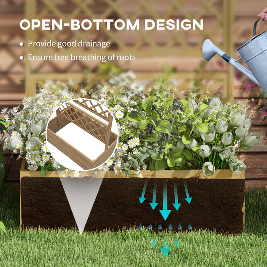 Wood Planter with Trellis, Raised Garden Bed Privacy Screen Planter Box to Grow Vegetables, Herbs and Flowers for Garden, Patio, Deck, Natural