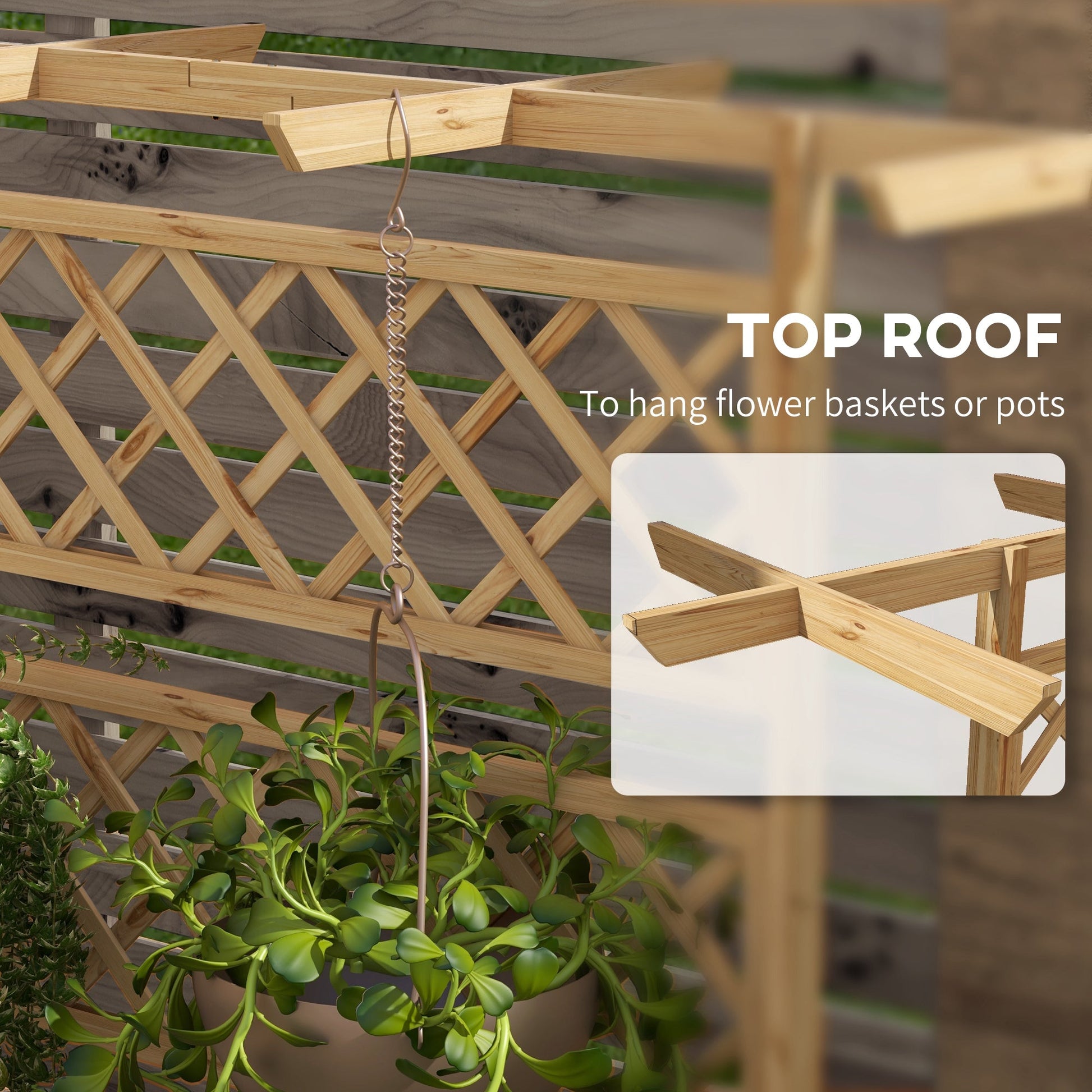 Wood Planter with Trellis, Raised Garden Bed Privacy Screen Planter Box to Grow Vegetables, Herbs and Flowers for Garden, Patio, Deck, Natural