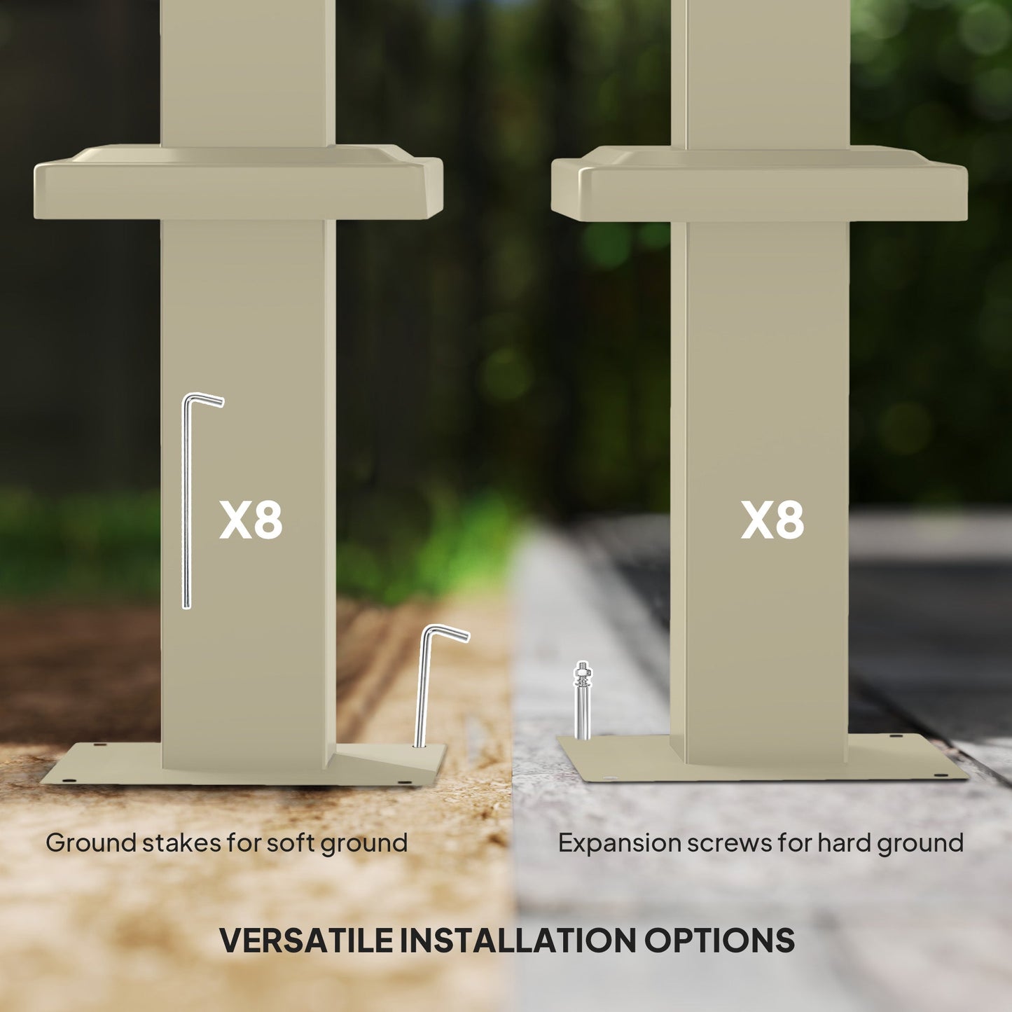 3 x 3(m) Garden Pergola with Retractable Roof and Magnetic Fixture, Outdoor Gazebo Pergola Kit Sun Shade Canopy, UPF30+, Khaki