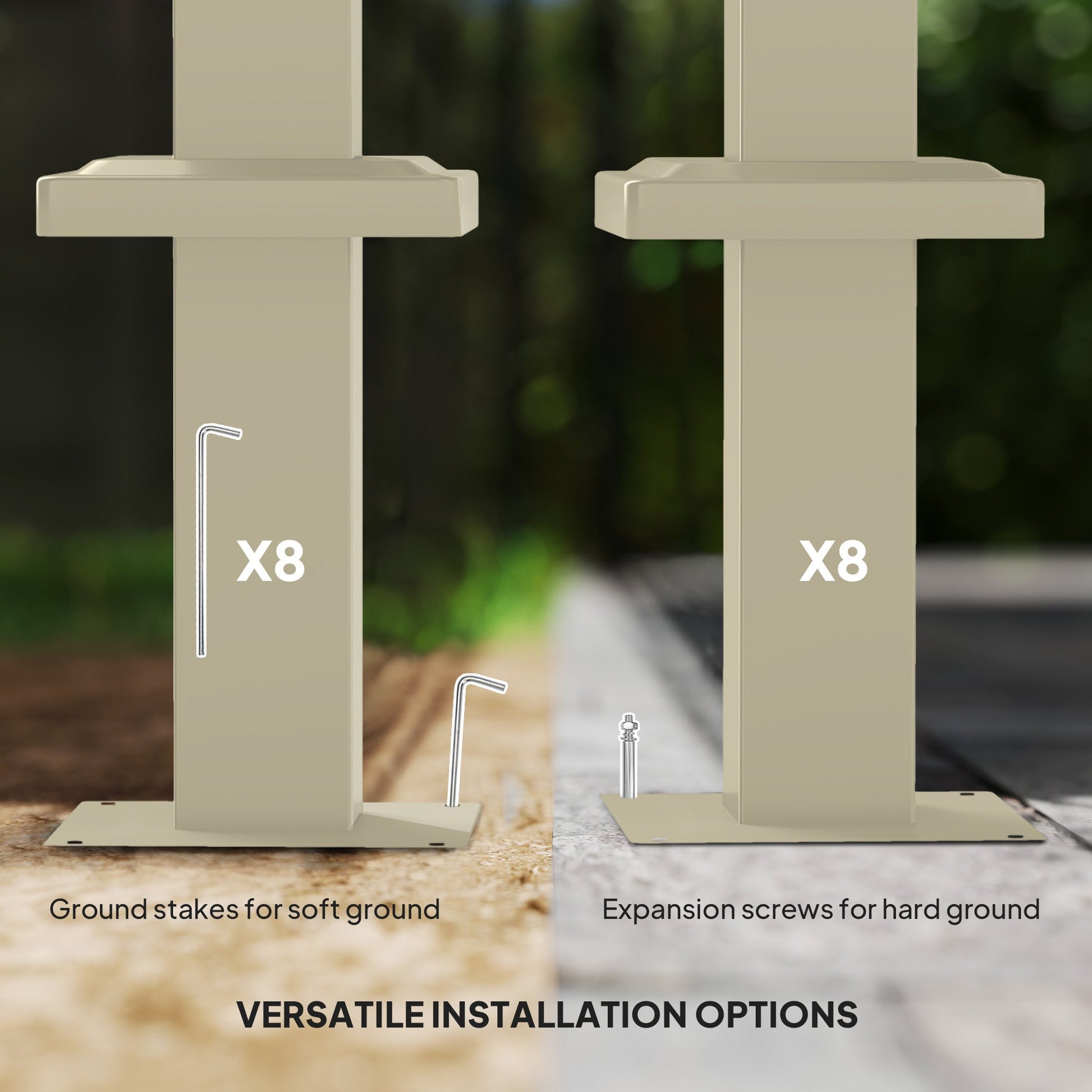 3 x 3(m) Garden Pergola with Retractable Roof and Magnetic Fixture, Outdoor Gazebo Pergola Kit Sun Shade Canopy, UPF30+, Khaki