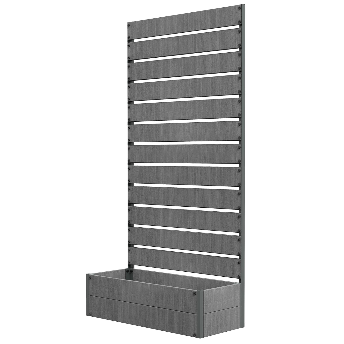 Garden Planter with Trellis for Climbing Plants, Vines, Flowers, Freestanding Raised Bed for Garden, Outdoor, Patio, Planter Box with Drainage Gap, Dark Grey