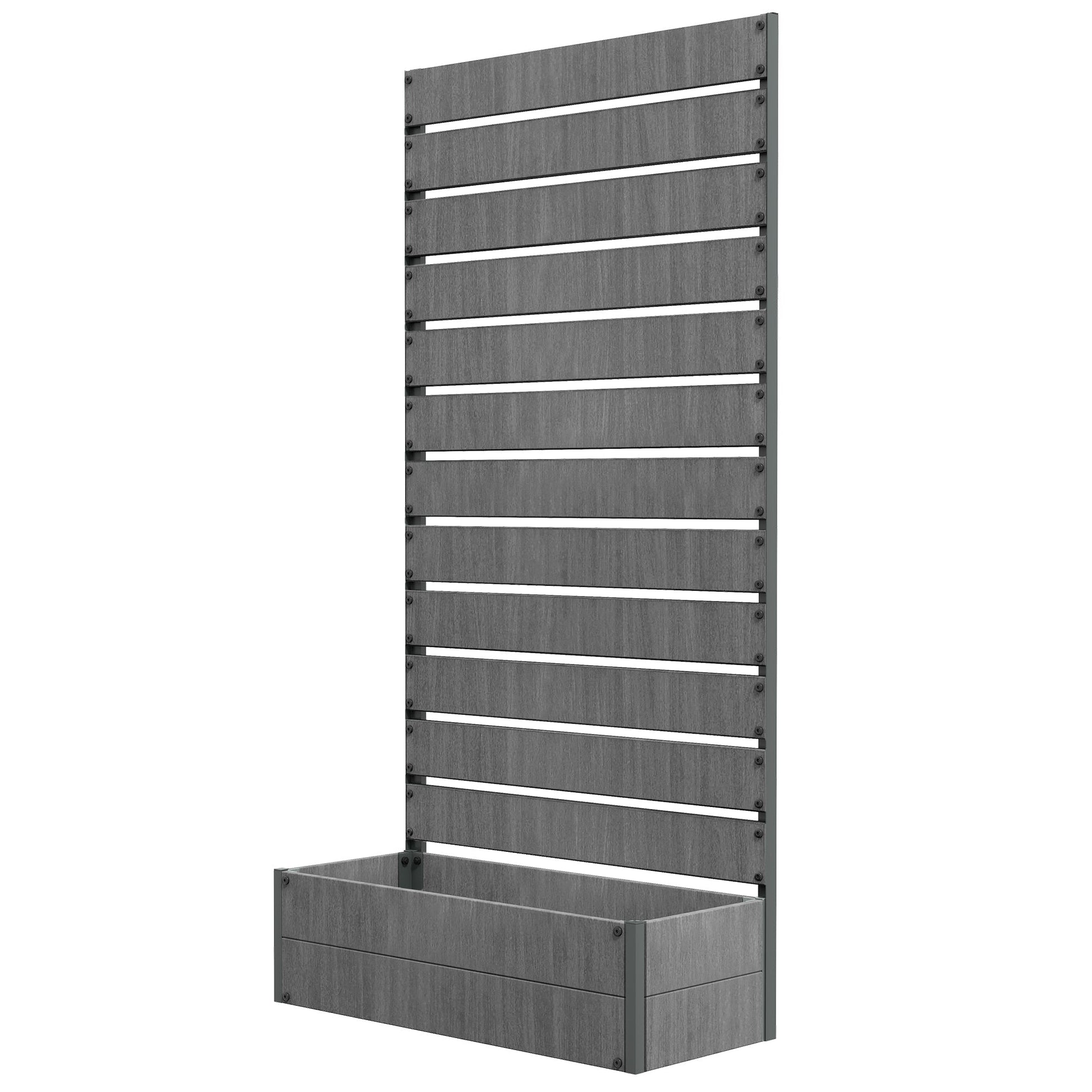 Garden Planter with Trellis for Climbing Plants, Vines, Flowers, Freestanding Raised Bed for Garden, Outdoor, Patio, Planter Box with Drainage Gap, Dark Grey