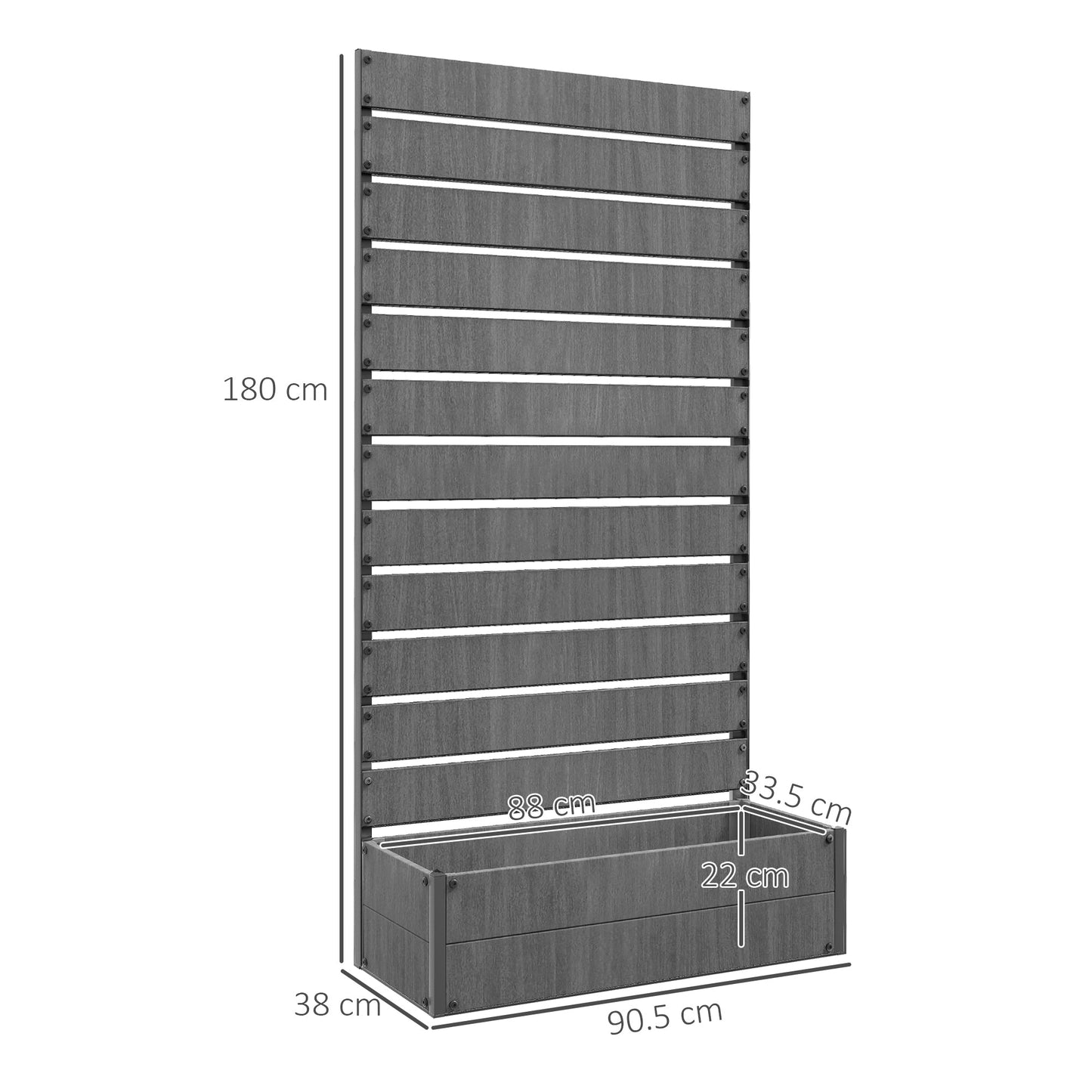 Garden Planter with Trellis for Climbing Plants, Vines, Flowers, Freestanding Raised Bed for Garden, Outdoor, Patio, Planter Box with Drainage Gap, Dark Grey
