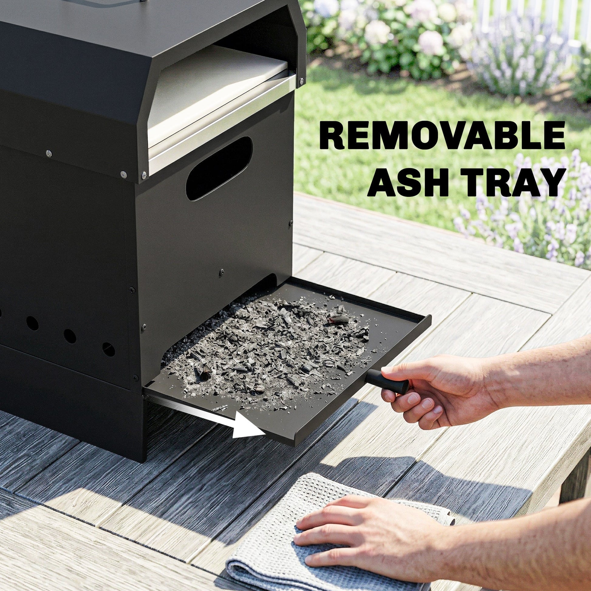 3 in 1 Outdoor Pizza Oven, Portable Wood Fired Pizza Maker with Handles, Stone and Peel, Charcoal BBQ Grill for Garden, Party, Camping, Picnic