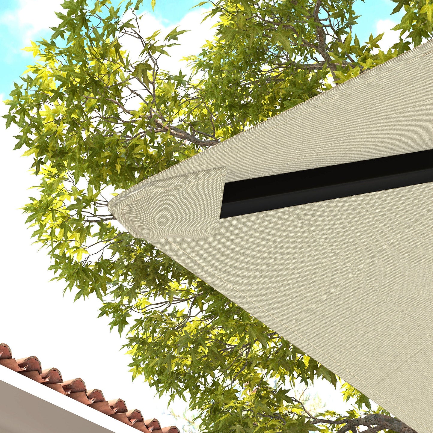 3 x 3(m) Gazebo Canopy Replacement Cover, Garden Gazebo Roof Replacement with Drain Holes, Water Resistant PVC Coating, 370g/㎡, UPF30+, TOP COVER ONLY, Cream White