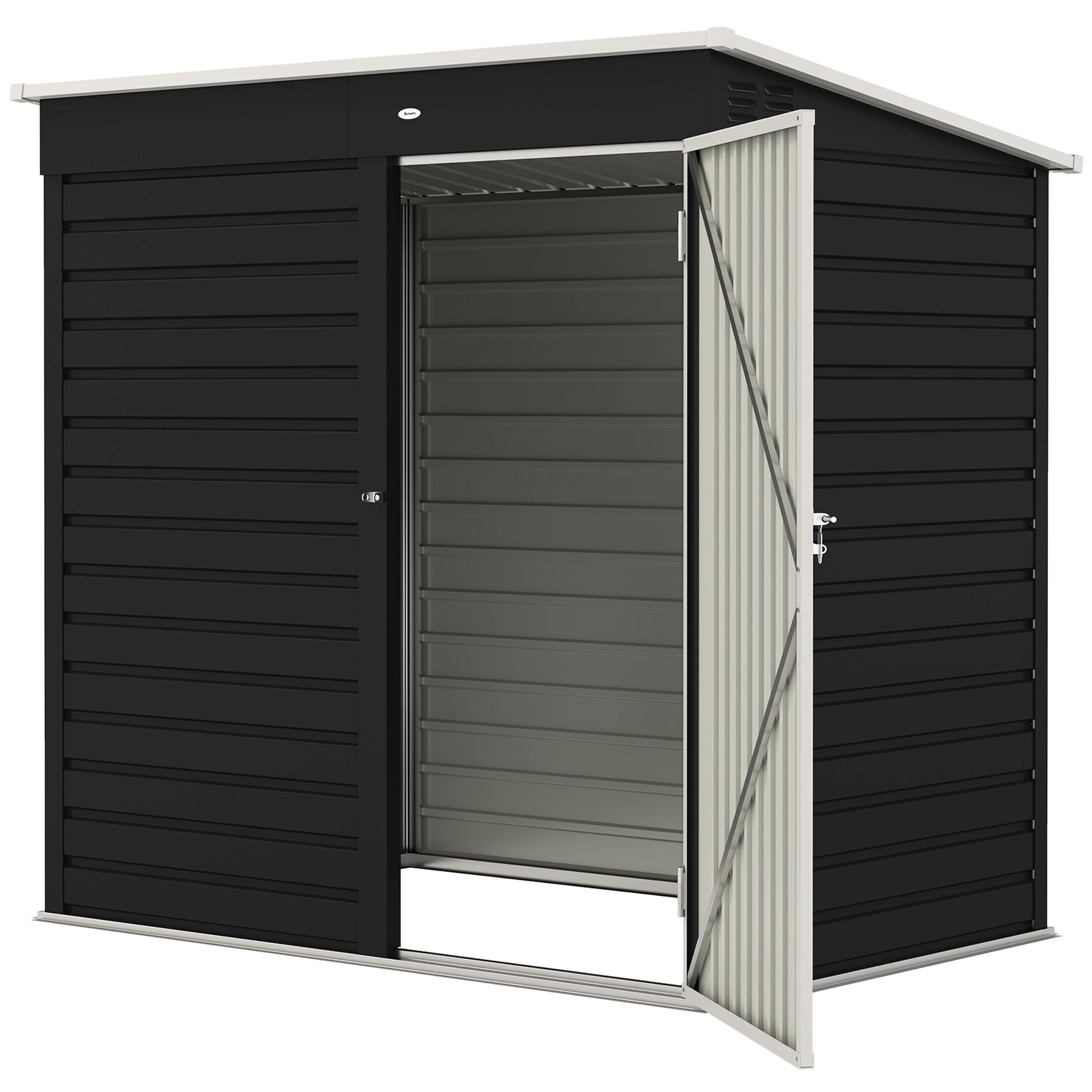 6 x 4ft Metal Garden Shed, Galvanised Steel Shed with Lockable Door and Gloves, Outdoor Tool Storage Shed for Garden, Patio, Dark Grey