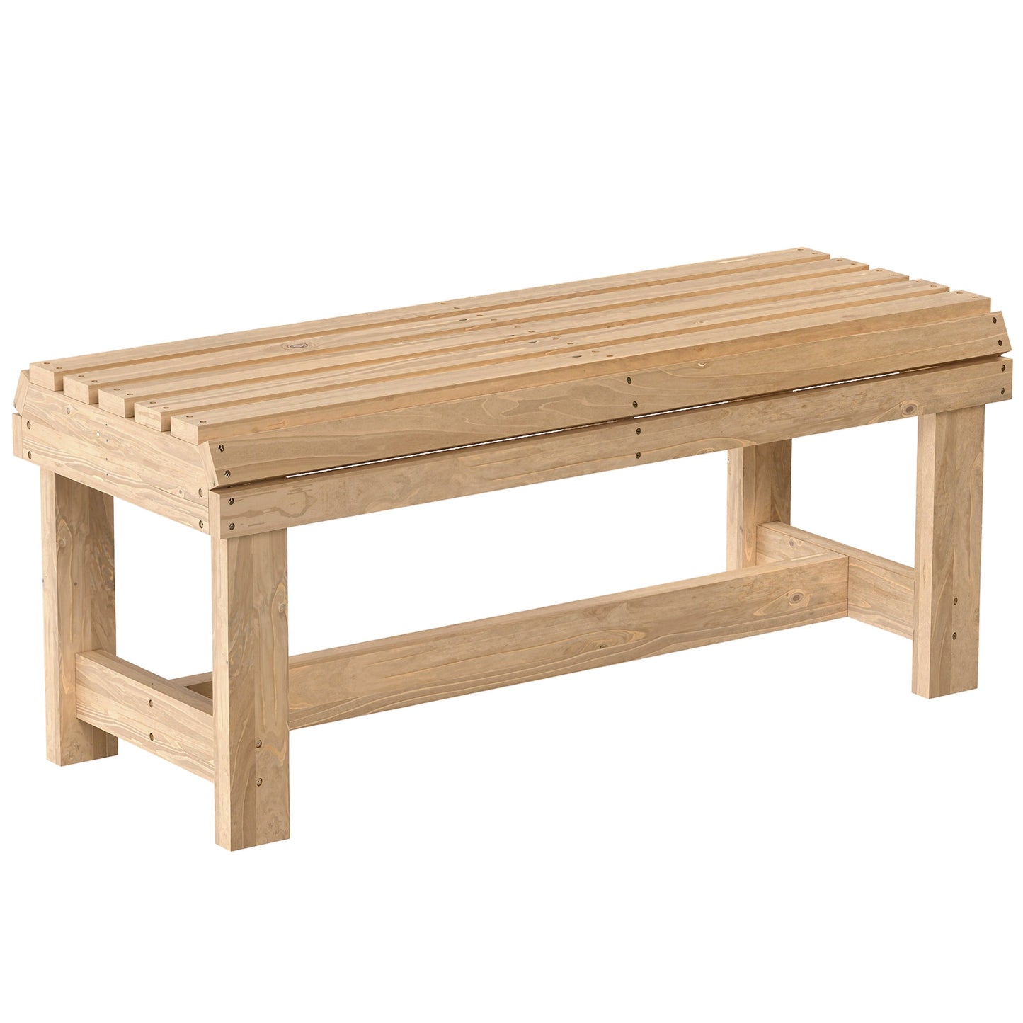 Wooden Garden Bench, 2 Seater Outdoor Bench with Slatted Curved Seat, Backless Small Wood Garden Furniture, 240 KG Capacity for Porch, Park, Patio, 100 x 40 x 43 cm, Natural Wood Finish