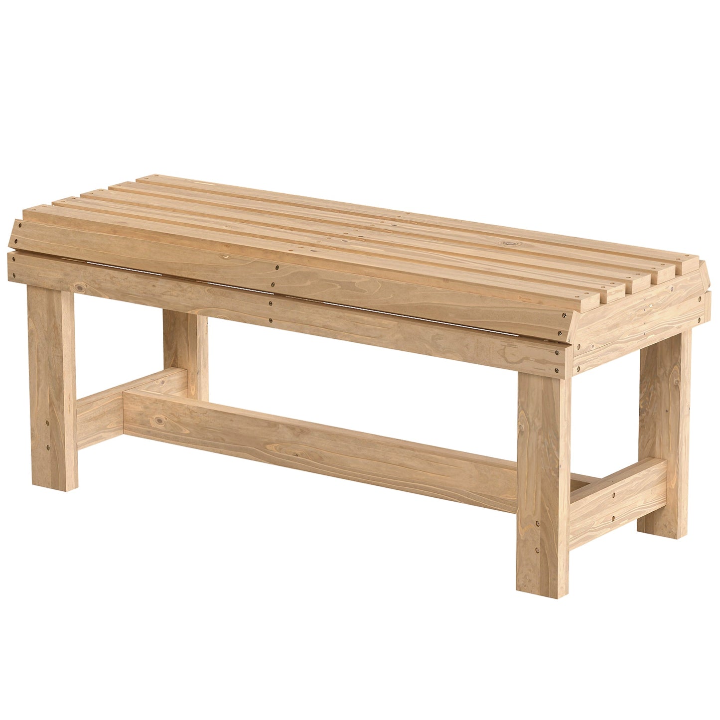 Wooden Garden Bench, 2 Seater Outdoor Bench with Slatted Curved Seat, Backless Small Wood Garden Furniture, 240 KG Capacity for Porch, Park, Patio, 100 x 40 x 43 cm, Natural Wood Finish