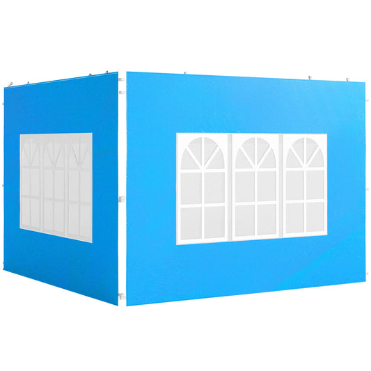 Gazebo Side Panels with Window for 3x3(m) or 3x6m Gazebo Canopy, 2 Pack Sides Replacement, Blue