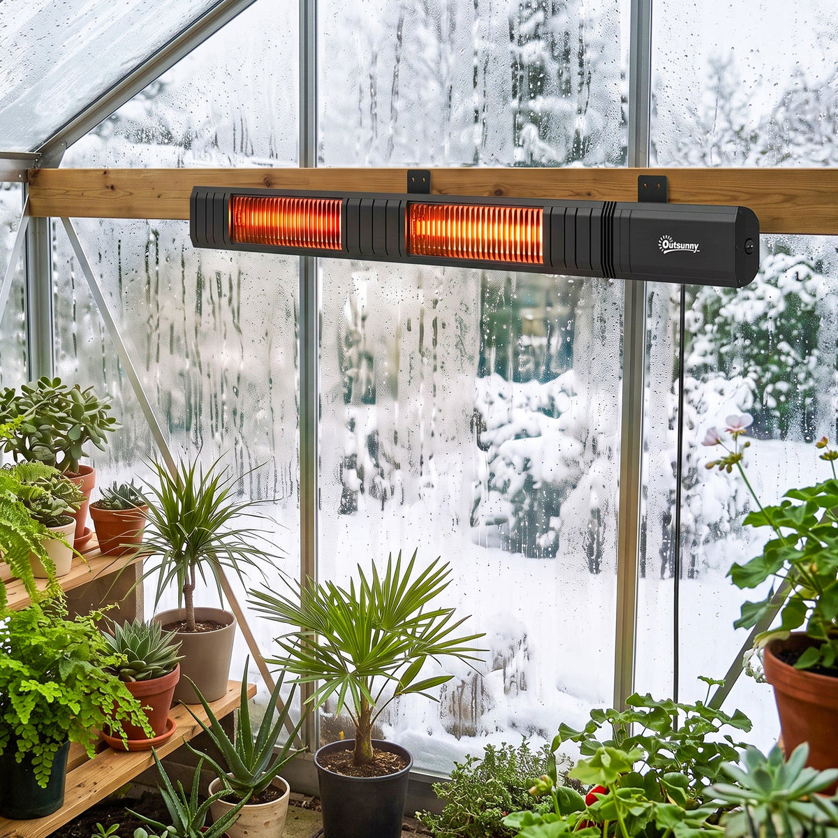 3000 W Electric Infrared Patio Heater, Wall Mounted IP65 Waterproof Outdoor Garden Heater with 9 Heat Settings, 24H Timer, Touch/Remote Control, LED Display for Indoor & Outdoor, Black