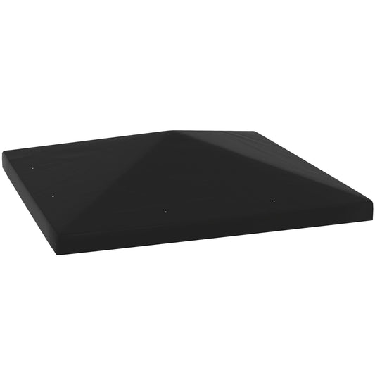 3 x 3(m) Gazebo Canopy Replacement Cover, Garden Gazebo Roof Replacement with Drain Holes, Water Resistant PVC Coating, 370g/㎡, UPF30+, TOP COVER ONLY, Black