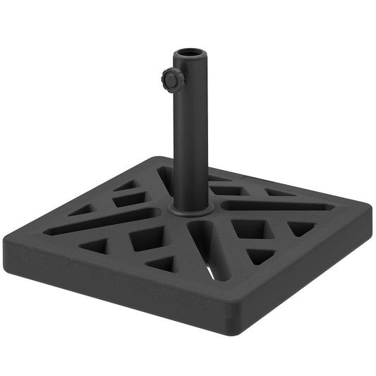 Garden Parasol Base, 15kg HDPE Outdoor Umbrella Stand Parasol Stand with Cut-Out Design, Sun Umbrella Base for 32, 38, 48 mm Poles, Black