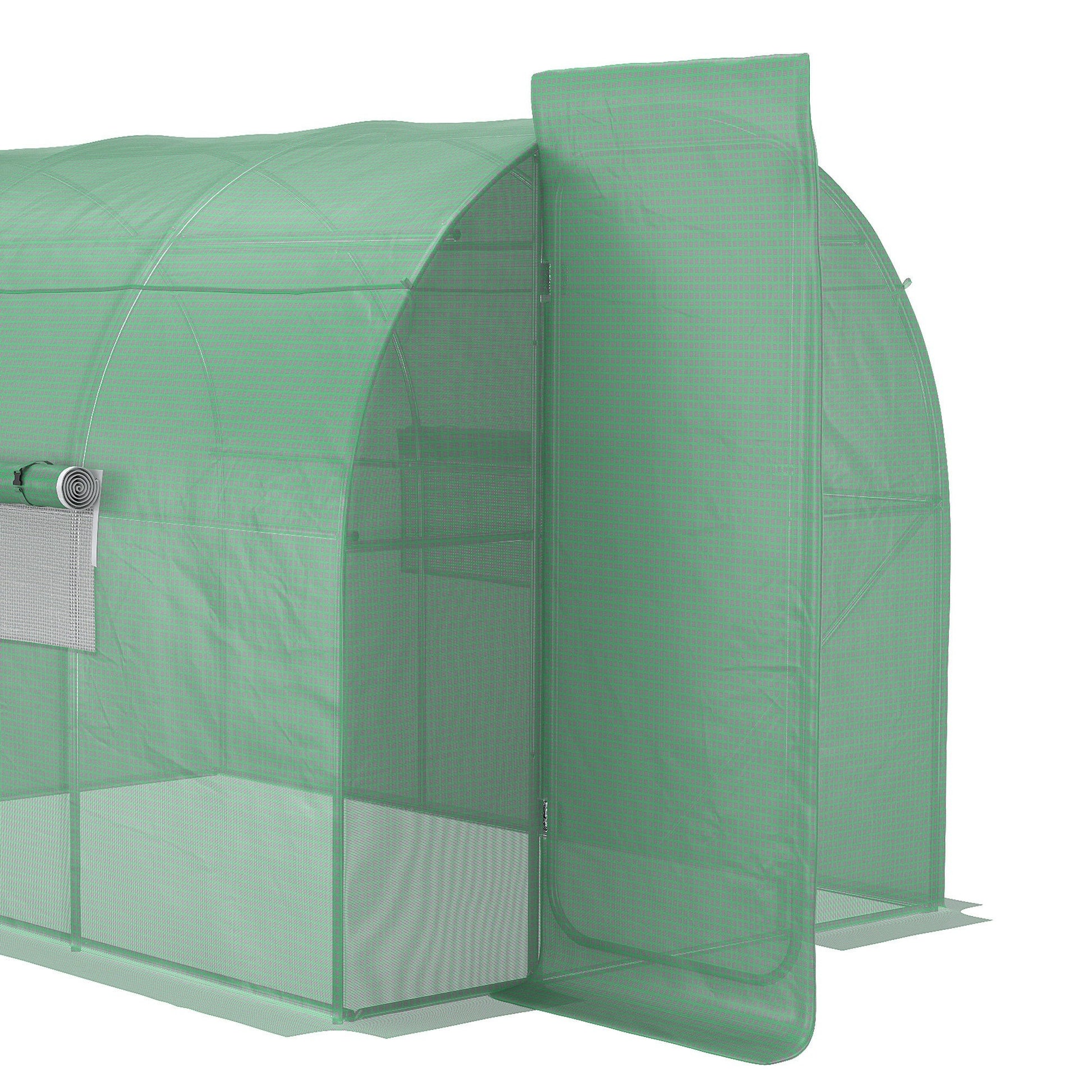 Large Polytunnel Walk In Greenhouse, Plant Gardening Tunnel Green House with Metal Hinged Door, Galvanised Steel Frame & Mesh Windows, Green (3 x 2 m)