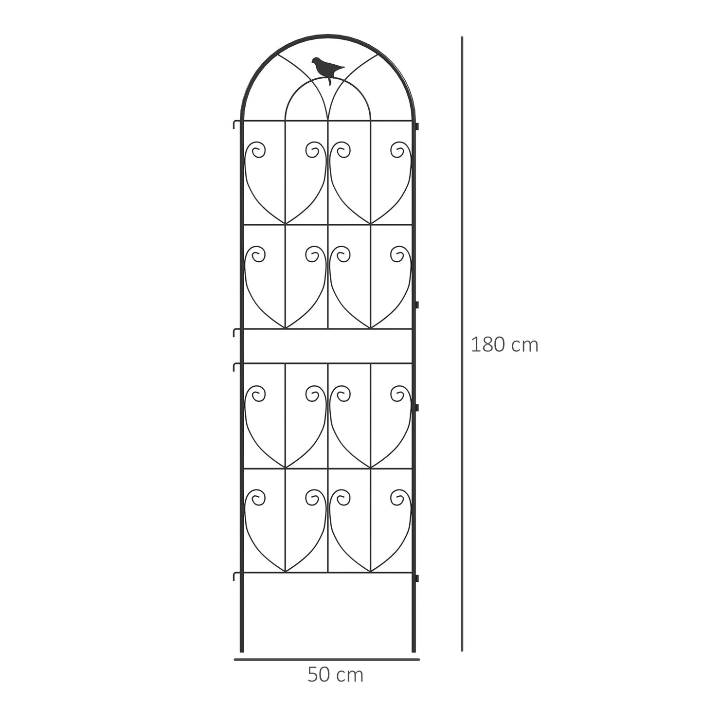 Set of 2 Metal Garden Trellis, Decorative Trellis Panels for Climbing Outdoor Plants, Vegetables, Vines, Flowers, 180 x 50 cm, Bird Design