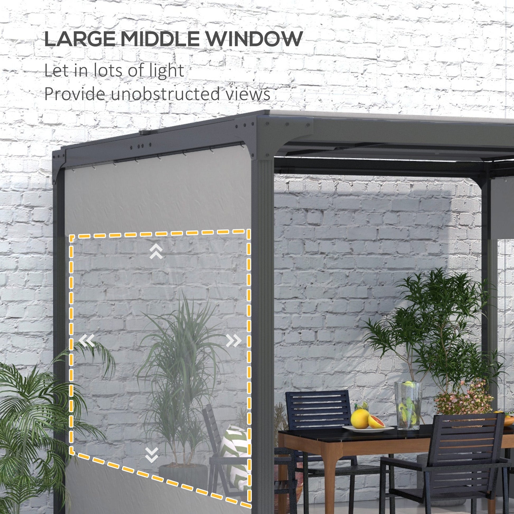 2 Pack Pergola Gazebo Side Panels with Large Window, for 3(m) Long Garden Pergola, 3x2m Gazebo Side Curtains Replacement, Grey