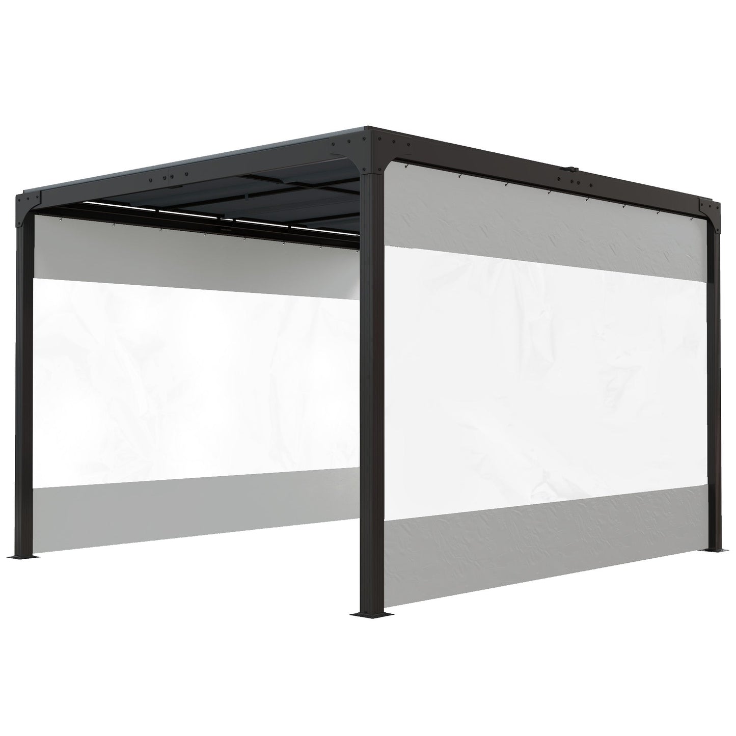 2 Pack Pergola Gazebo Side Panels with Large Window, for 3(m) Long Garden Pergola, 3x2m Gazebo Side Curtains Replacement, Grey