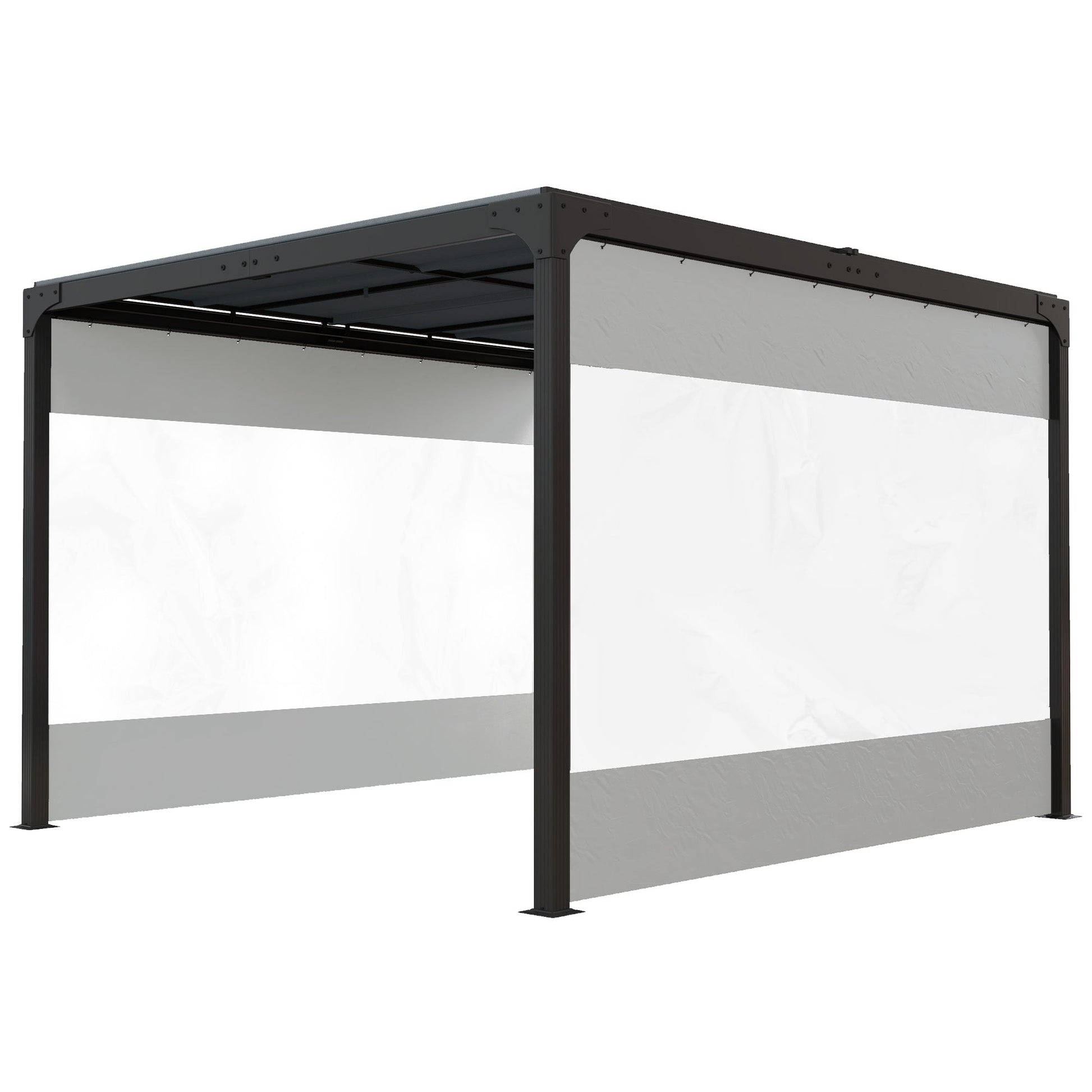 2 Pack Pergola Gazebo Side Panels with Large Window, for 3(m) Long Garden Pergola, 3x2m Gazebo Side Curtains Replacement, Grey