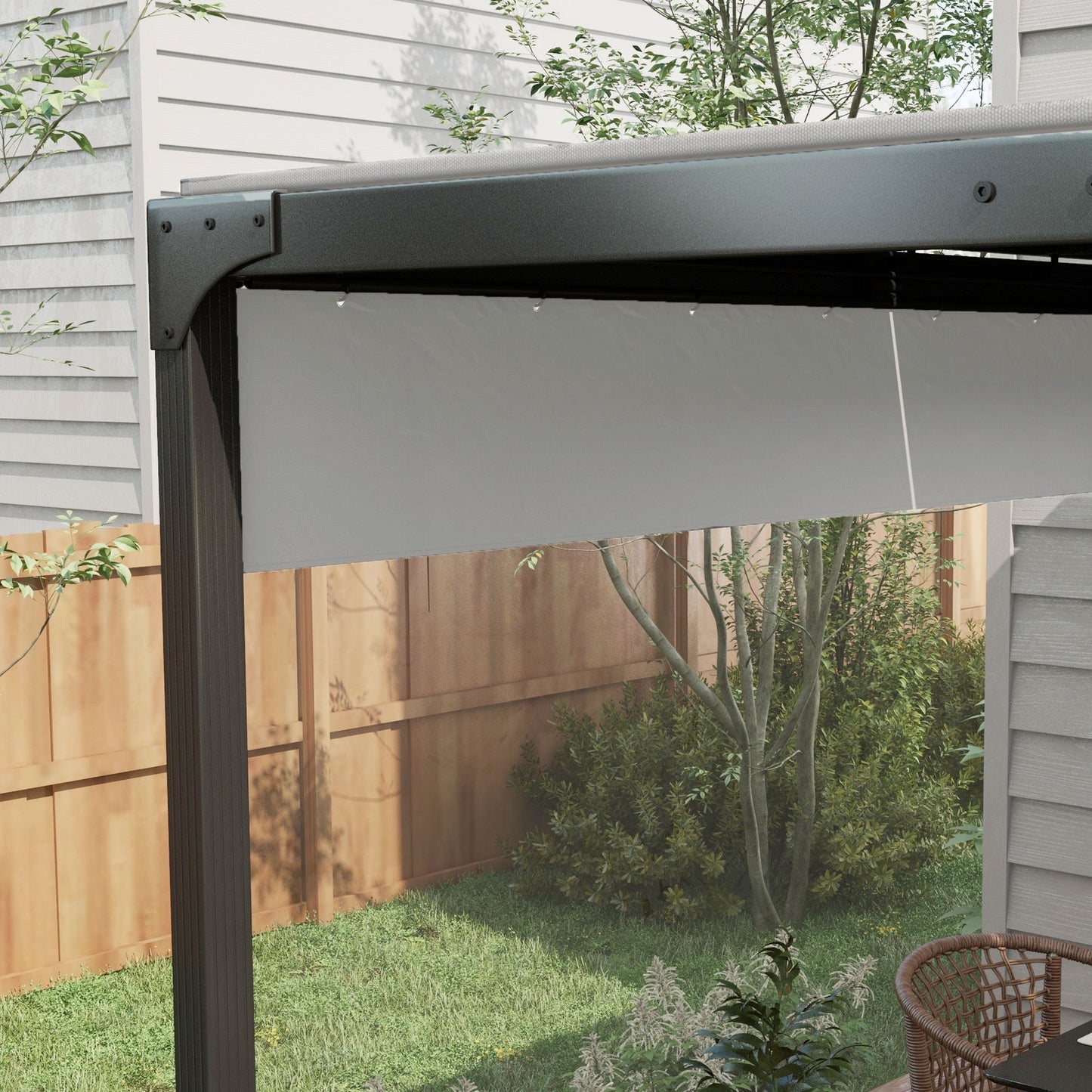 2 Pack Pergola Gazebo Side Panels with Large Window, for 3(m) Long Garden Pergola, 3x2m Gazebo Side Curtains Replacement, Grey