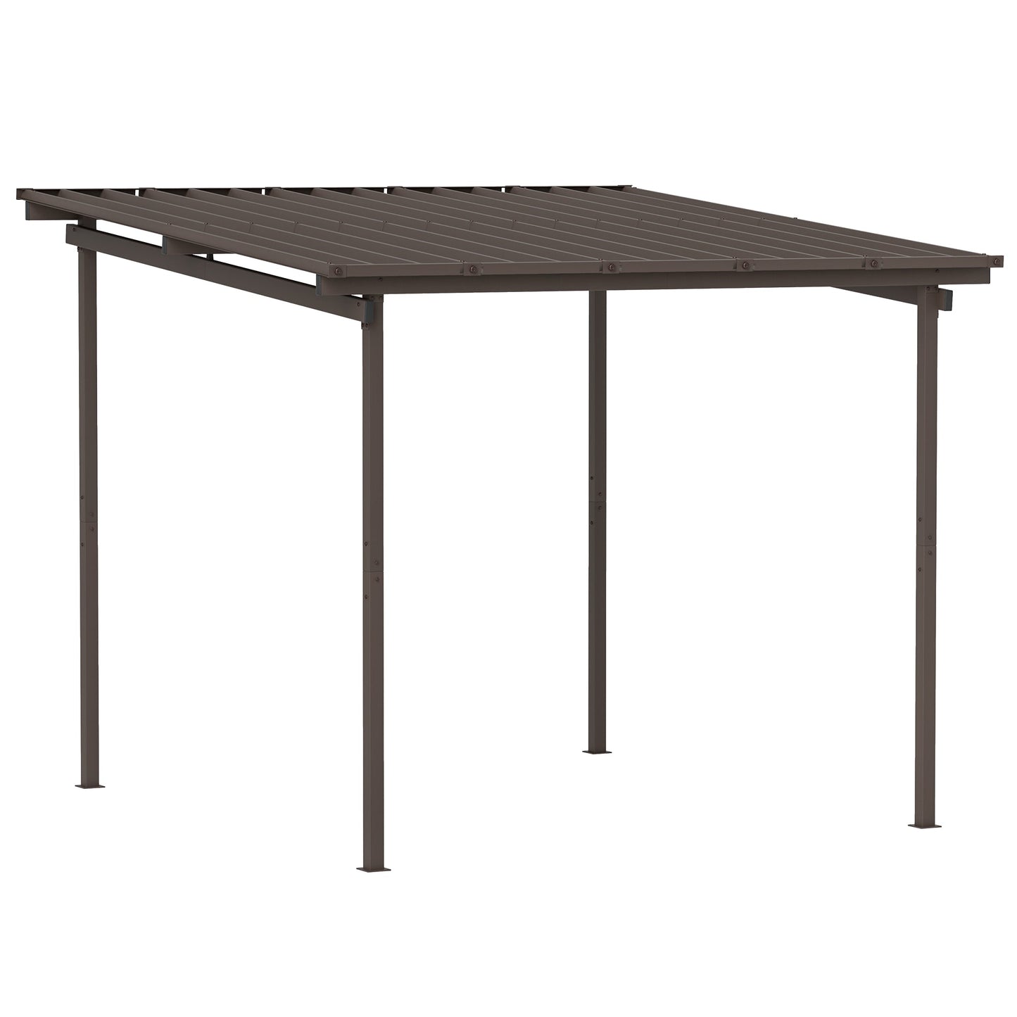 3 x 3(m) Garden Pergola with Waterproof Metal Roof, Lean to Pergola Hardtop Gazebo, Wind-resistant Outdoor Sun Shade, Easy to Assemble