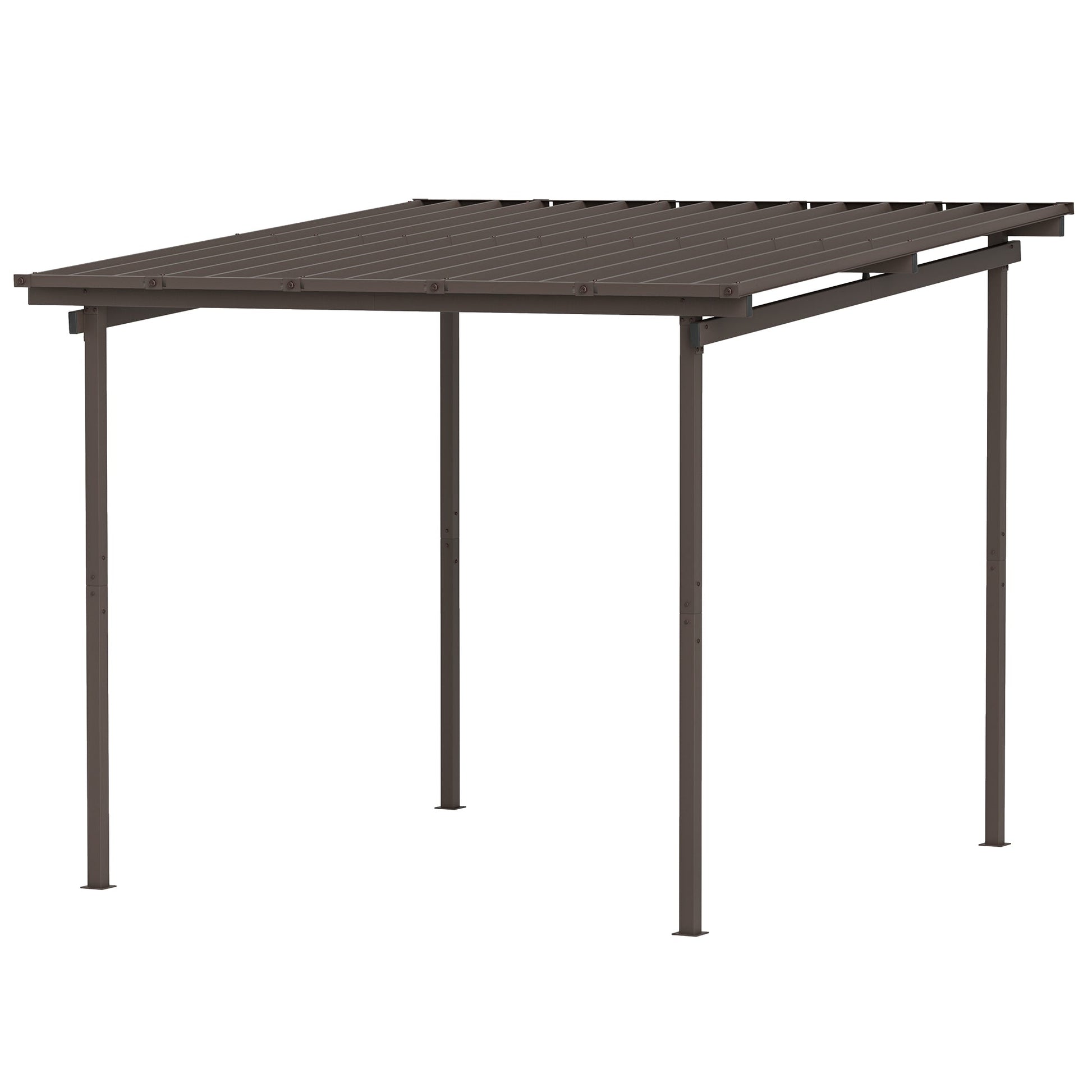 3 x 3(m) Garden Pergola with Waterproof Metal Roof, Lean to Pergola Hardtop Gazebo, Wind-resistant Outdoor Sun Shade, Easy to Assemble